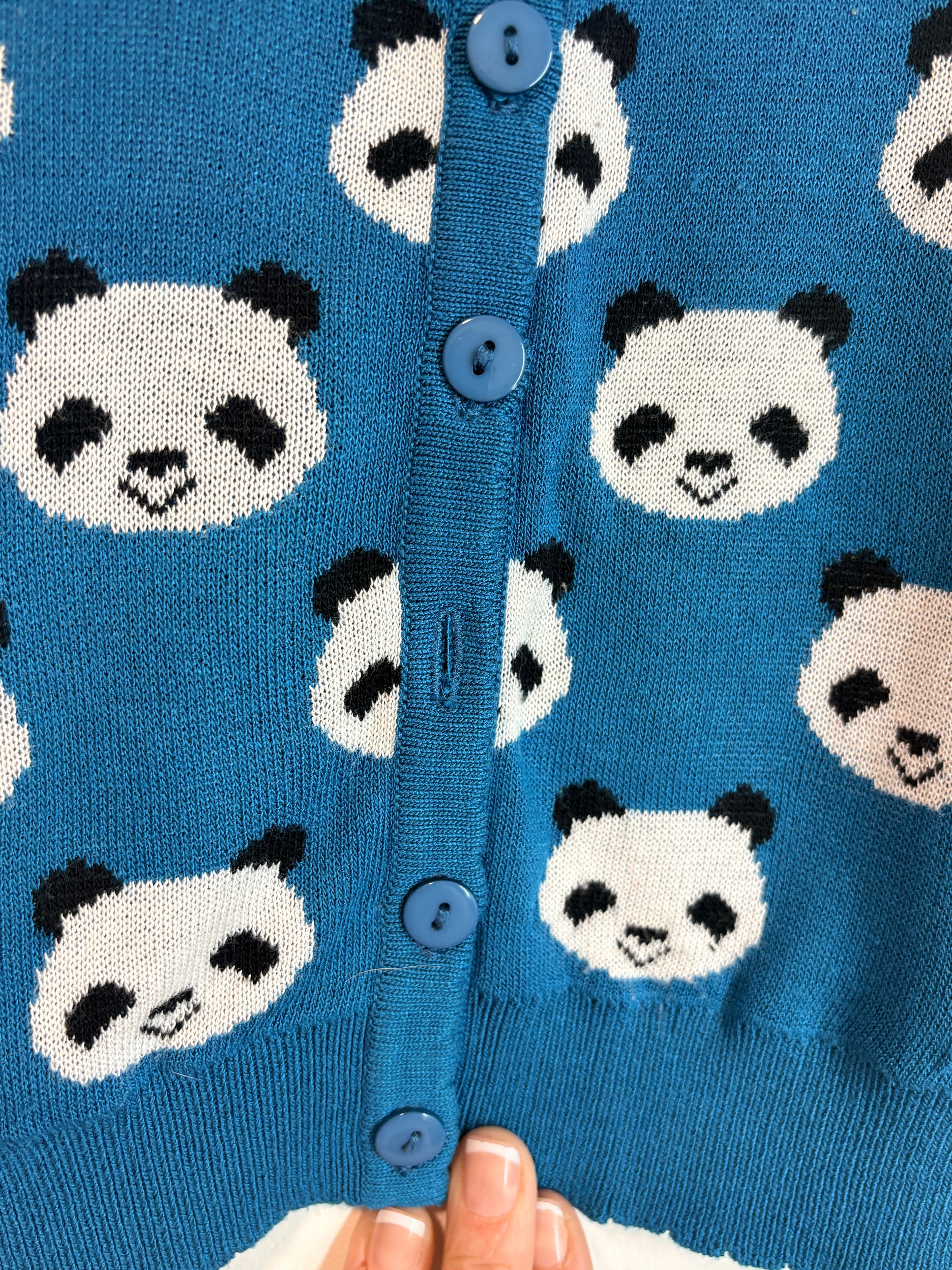 Dangerfield Panda Print Knit Short Sleeve Cardigan Blue Size 8 — photo 4 of 5