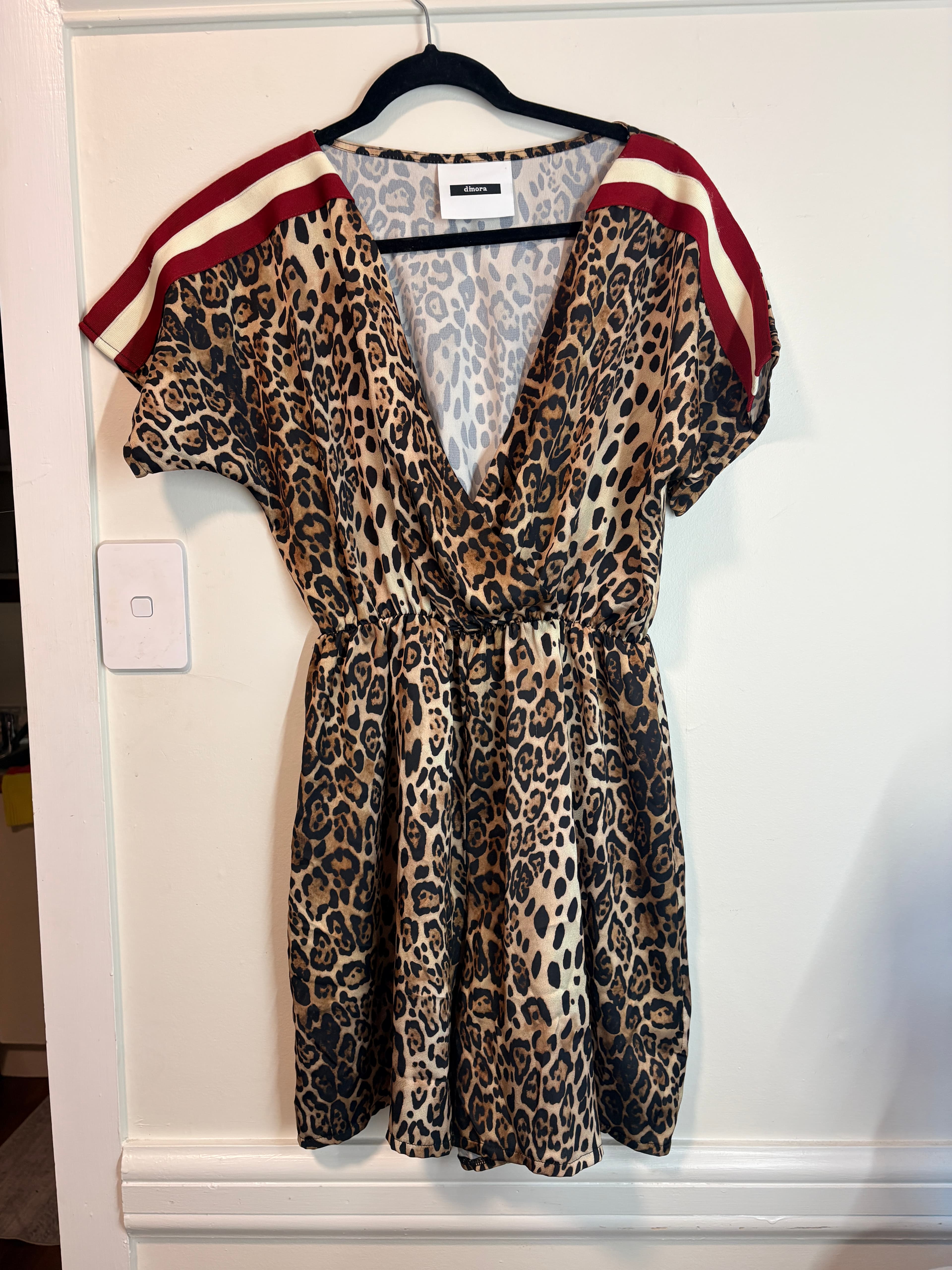 Dimora Leopard Print Mini Dress With Side Stripe Detail Size L — photo 6 of 6