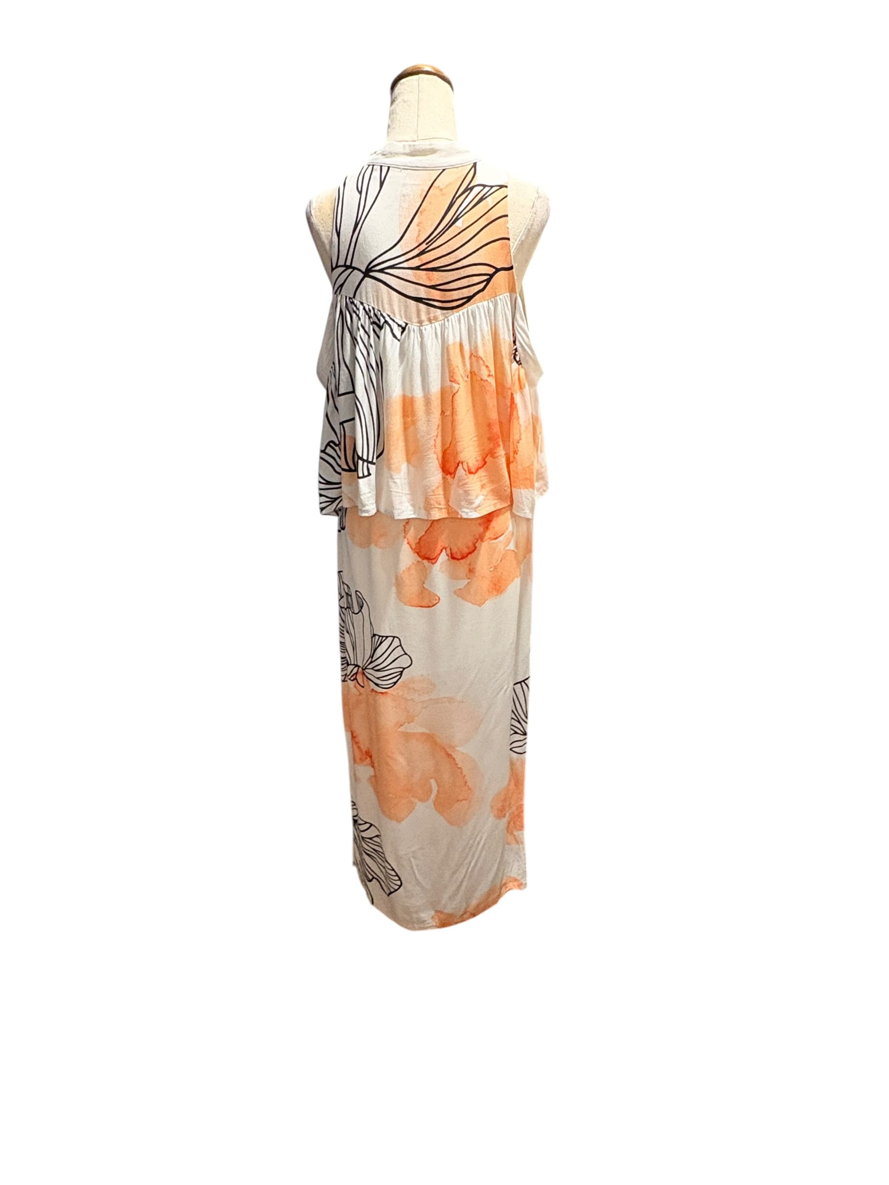 Eliatt Floral Cold Shoulder Maxi Dress Orange White Size XS — photo 5 of 6