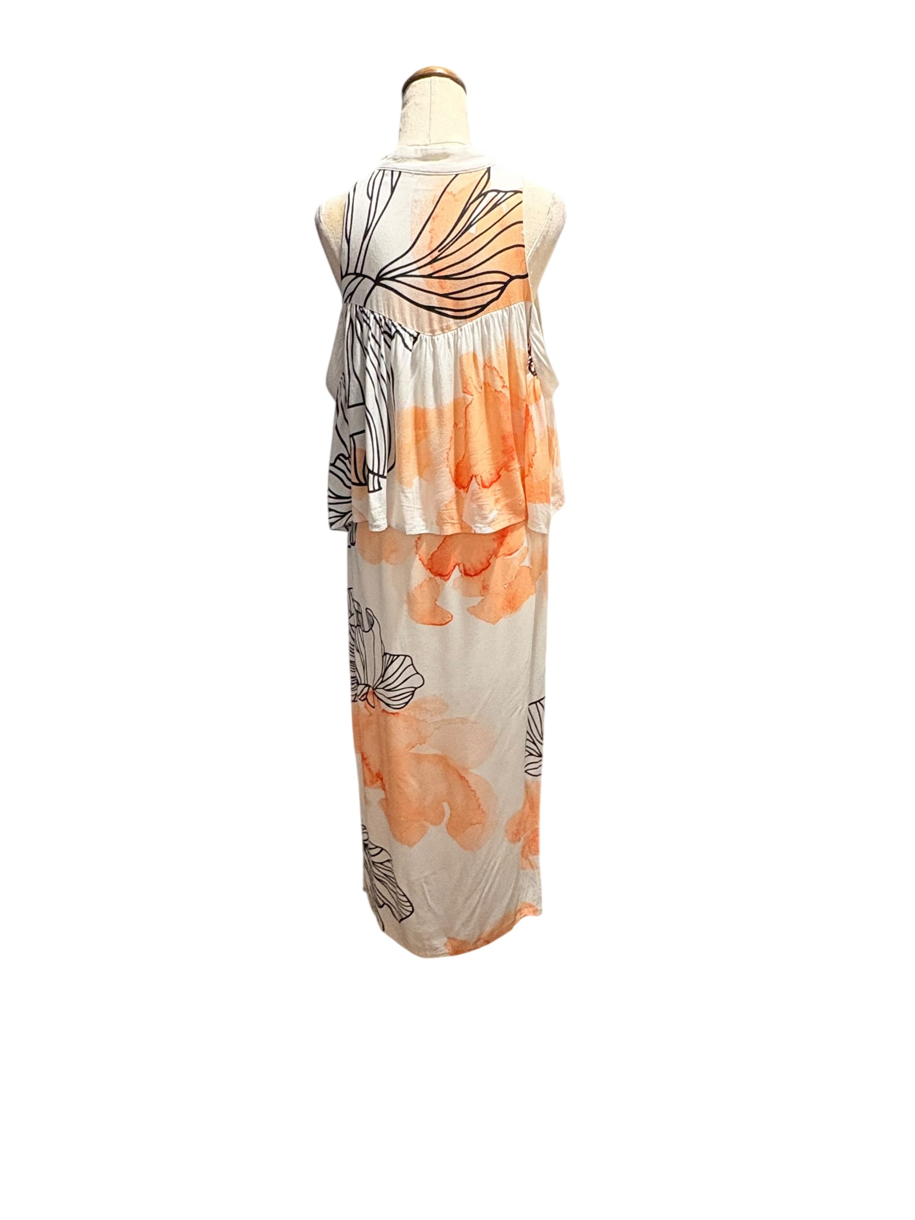 Elliatt Sleeveless Floral Print Maxi Dress Orange White XS — photo 1 of 2