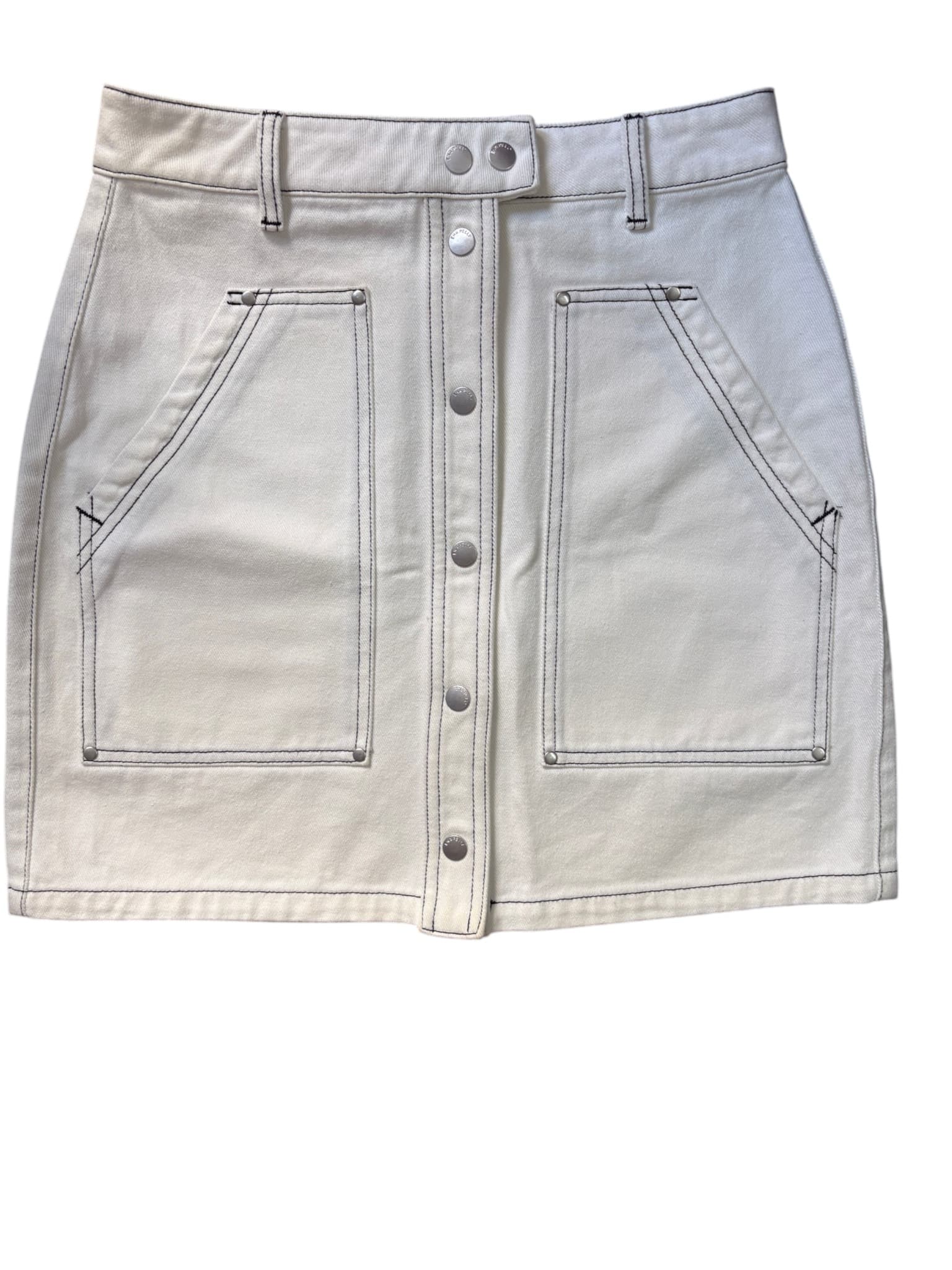 Ena Pelly Denim Mini Skirt White Button-Front Size 10 — photo 1 of 6