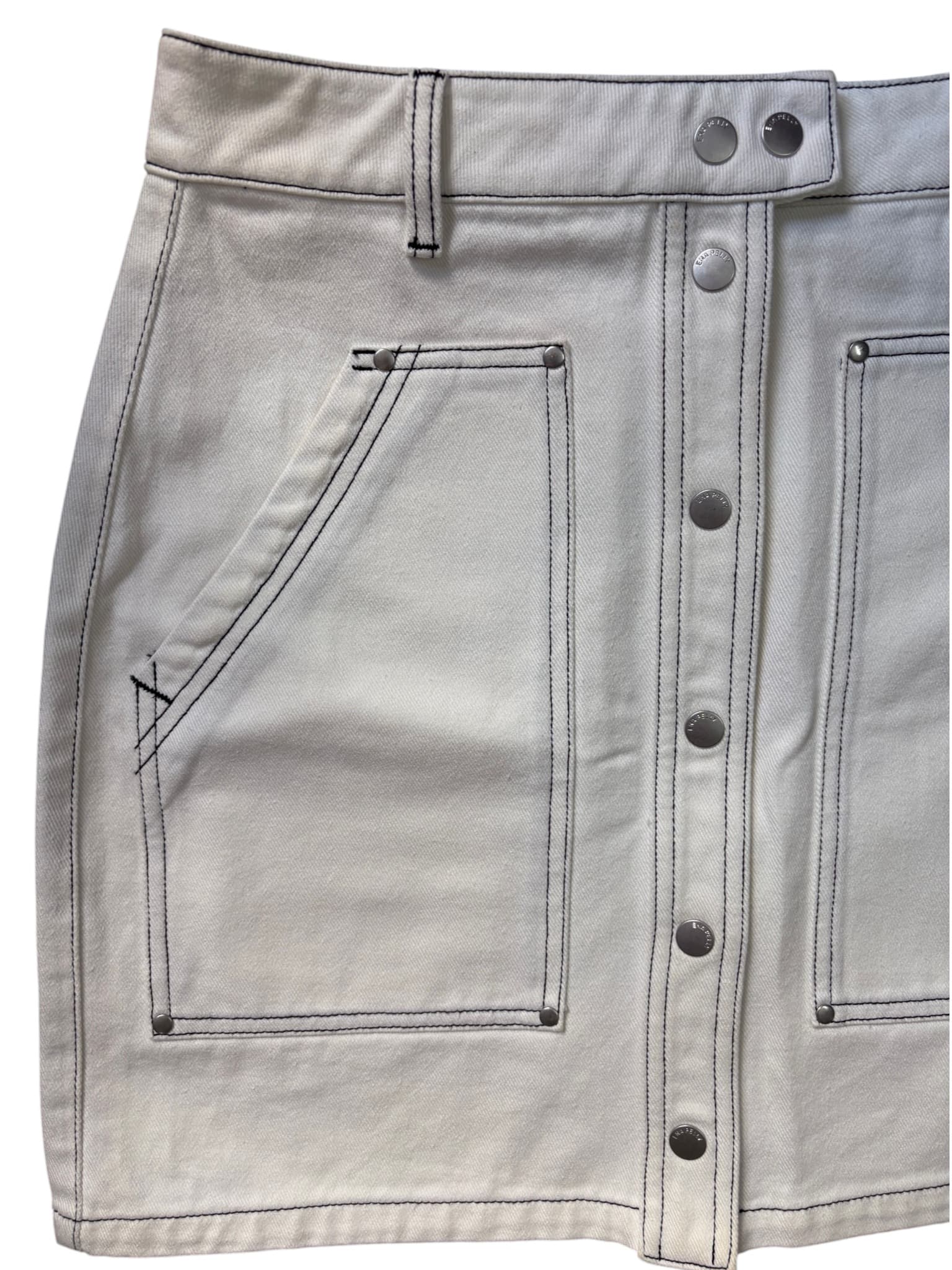 Ena Pelly Denim Mini Skirt White Button-Front Size 10 — photo 2 of 6