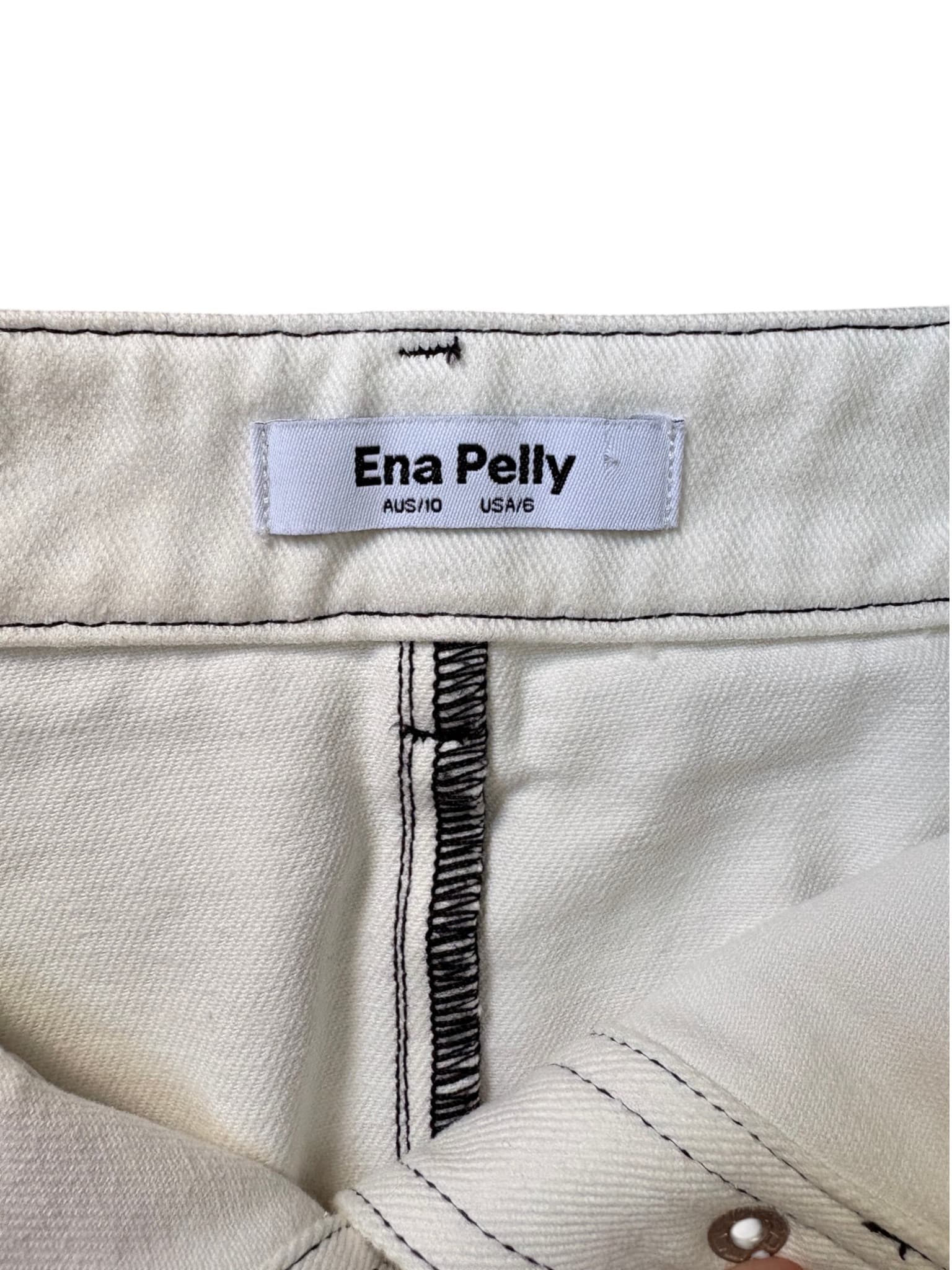 Ena Pelly Denim Mini Skirt White Button-Front Size 10 — photo 4 of 6
