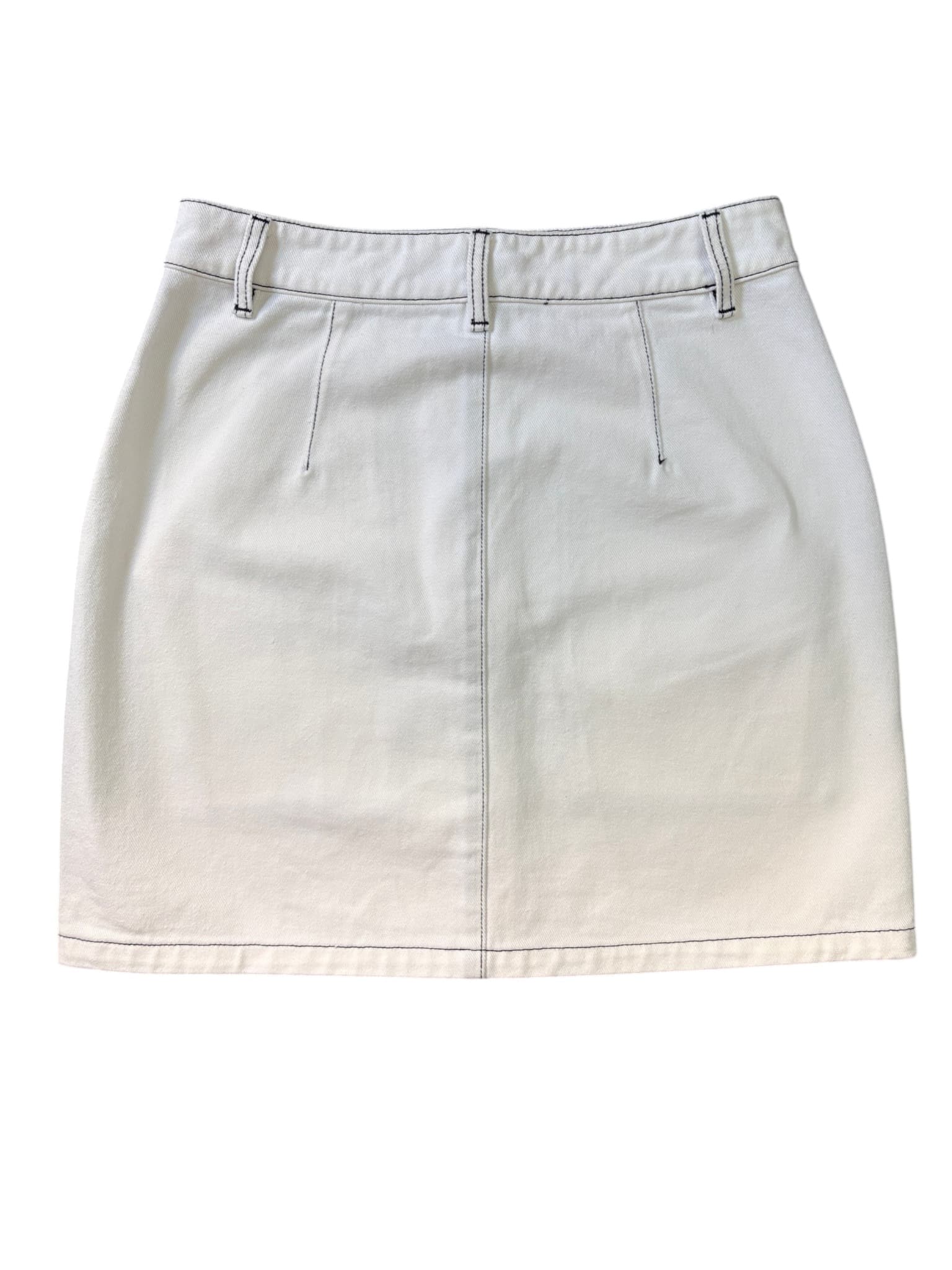 Ena Pelly Denim Mini Skirt White Button-Front Size 10 — photo 6 of 6