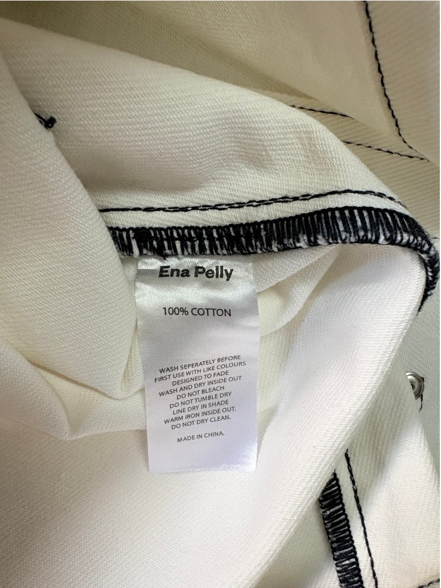 Ena Pelly Denim Mini Skirt White Button-Front Size 10 — photo 5 of 6