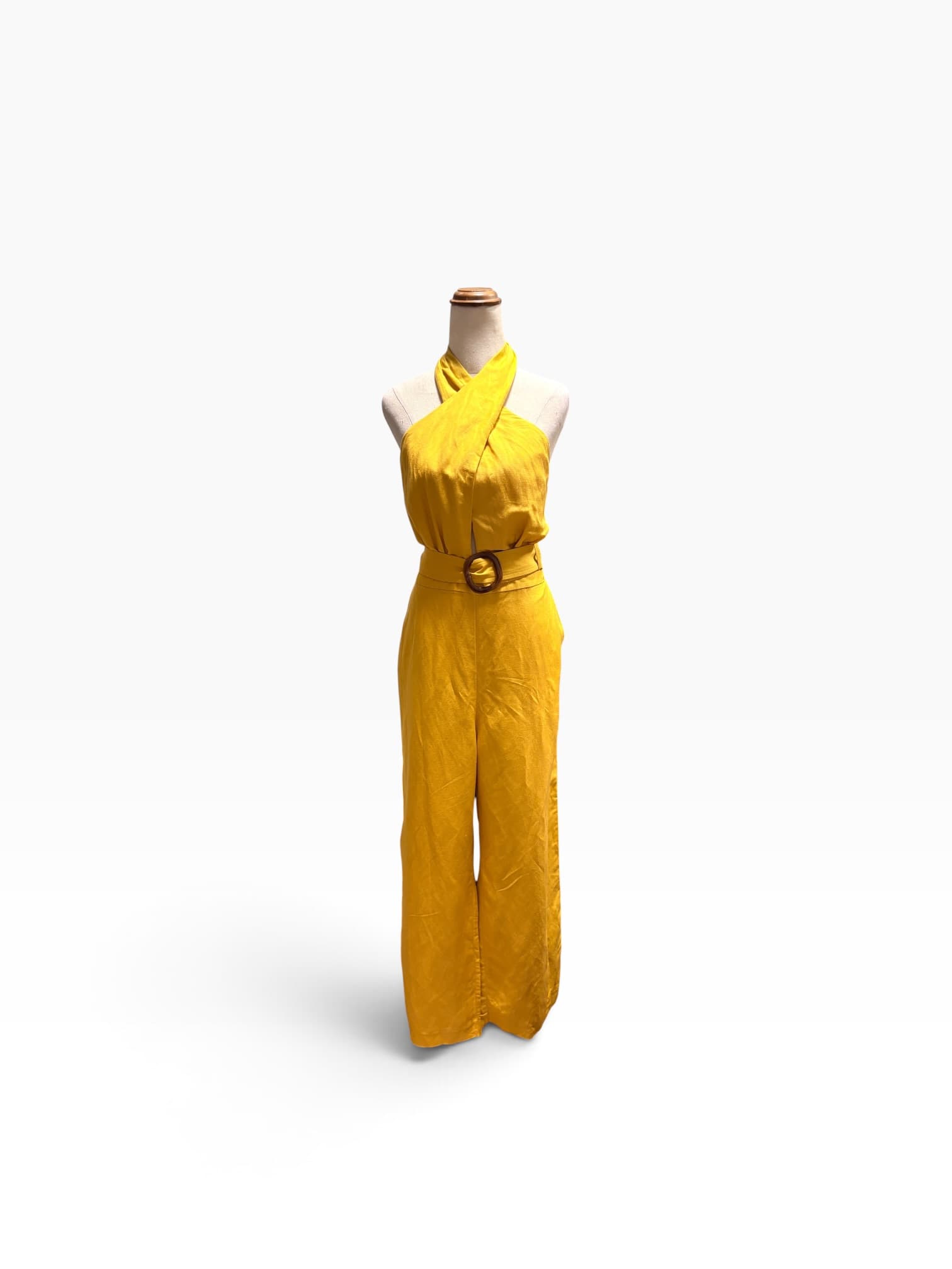 Forever New Linen-Blend Halter Neck Jumpsuit Yellow — photo 1 of 9