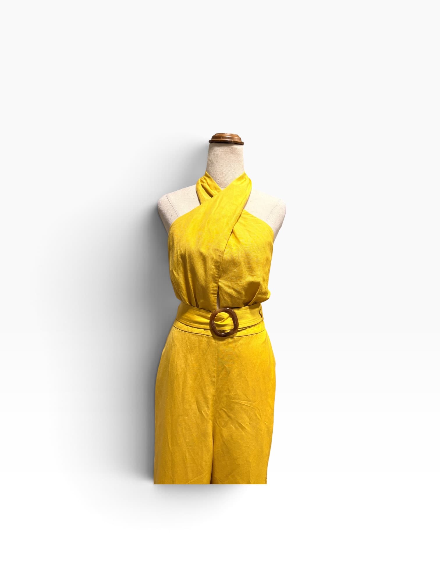 Forever New Linen-Blend Halter Neck Jumpsuit Yellow — photo 2 of 9