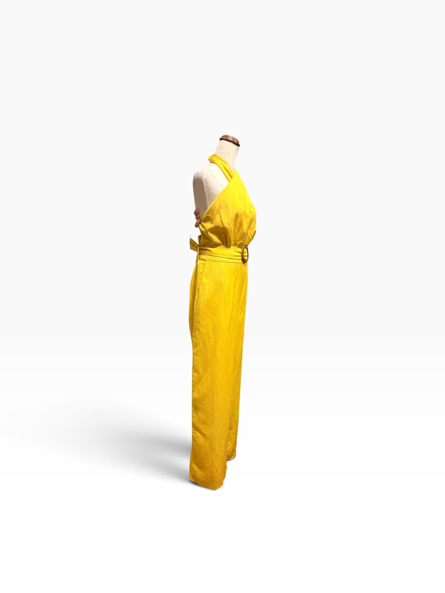 Forever New Linen-Blend Halter Neck Jumpsuit Yellow — photo 4 of 9