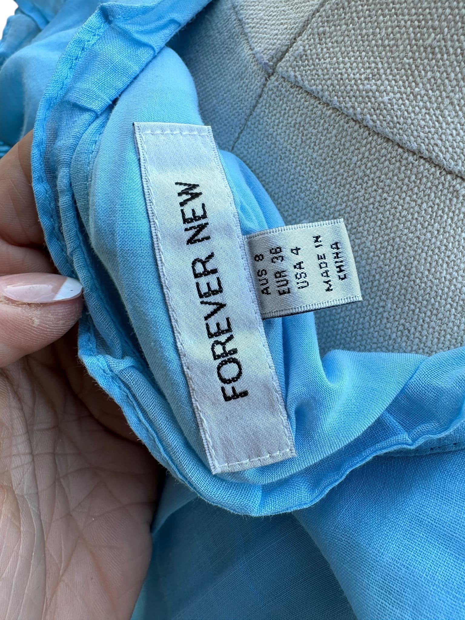Forever New Ruffle Sleeve Button Down Midi Dress Blue AU 8 — photo 6 of 6