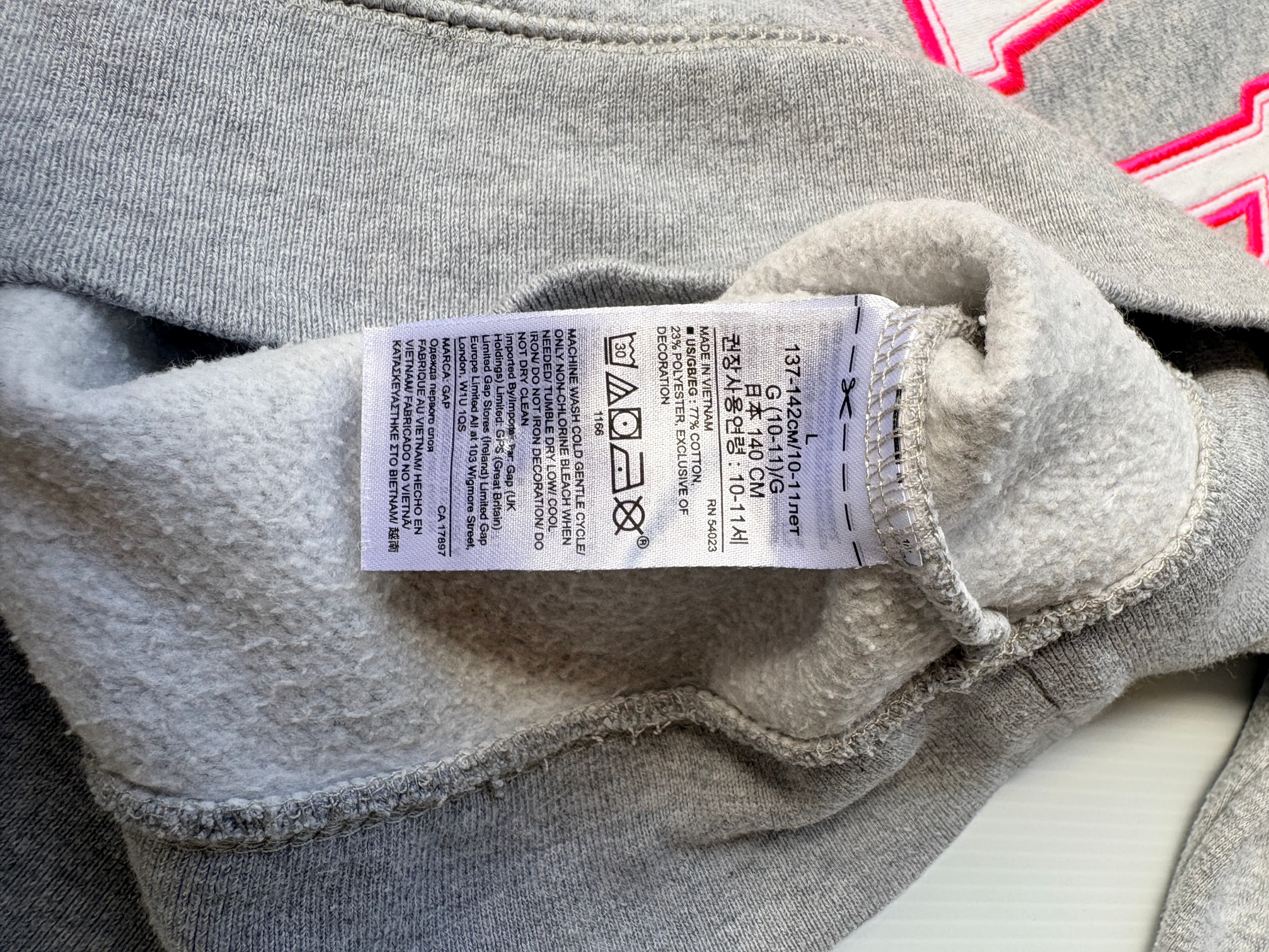 Gap Kids Hoodie Grey with Pink Outline Logo Size 10 — photo 2 of 6