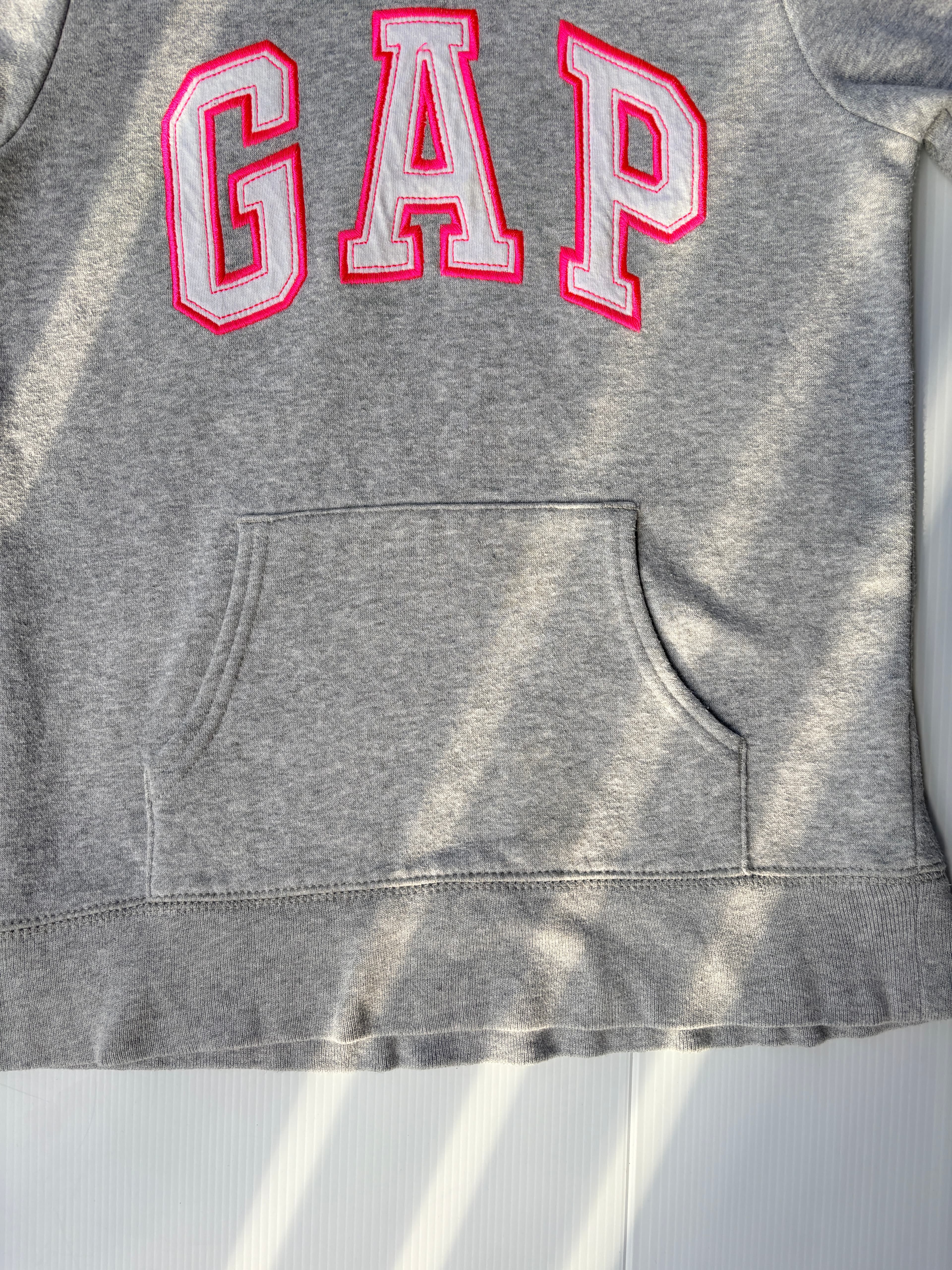 Gap Kids Hoodie Grey with Pink Outline Logo Size 10 — photo 4 of 6