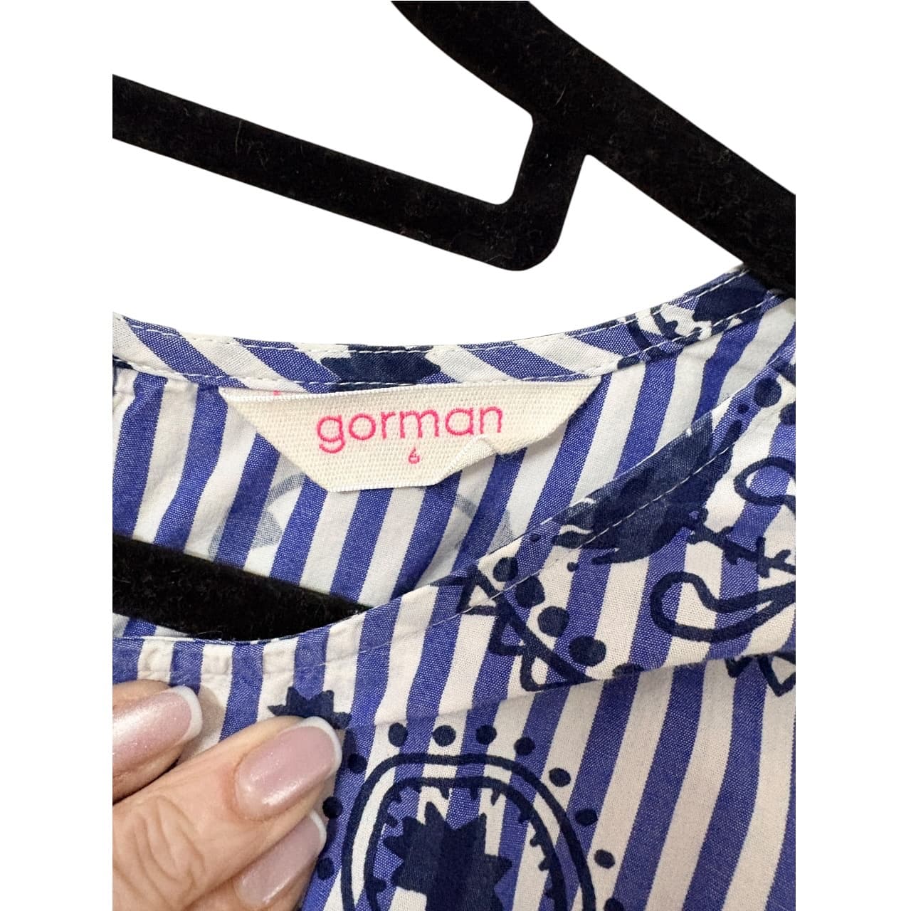 Gorman Blouse Blue and White Striped Paisley Print Women's Size 6 — photo 2 of 3