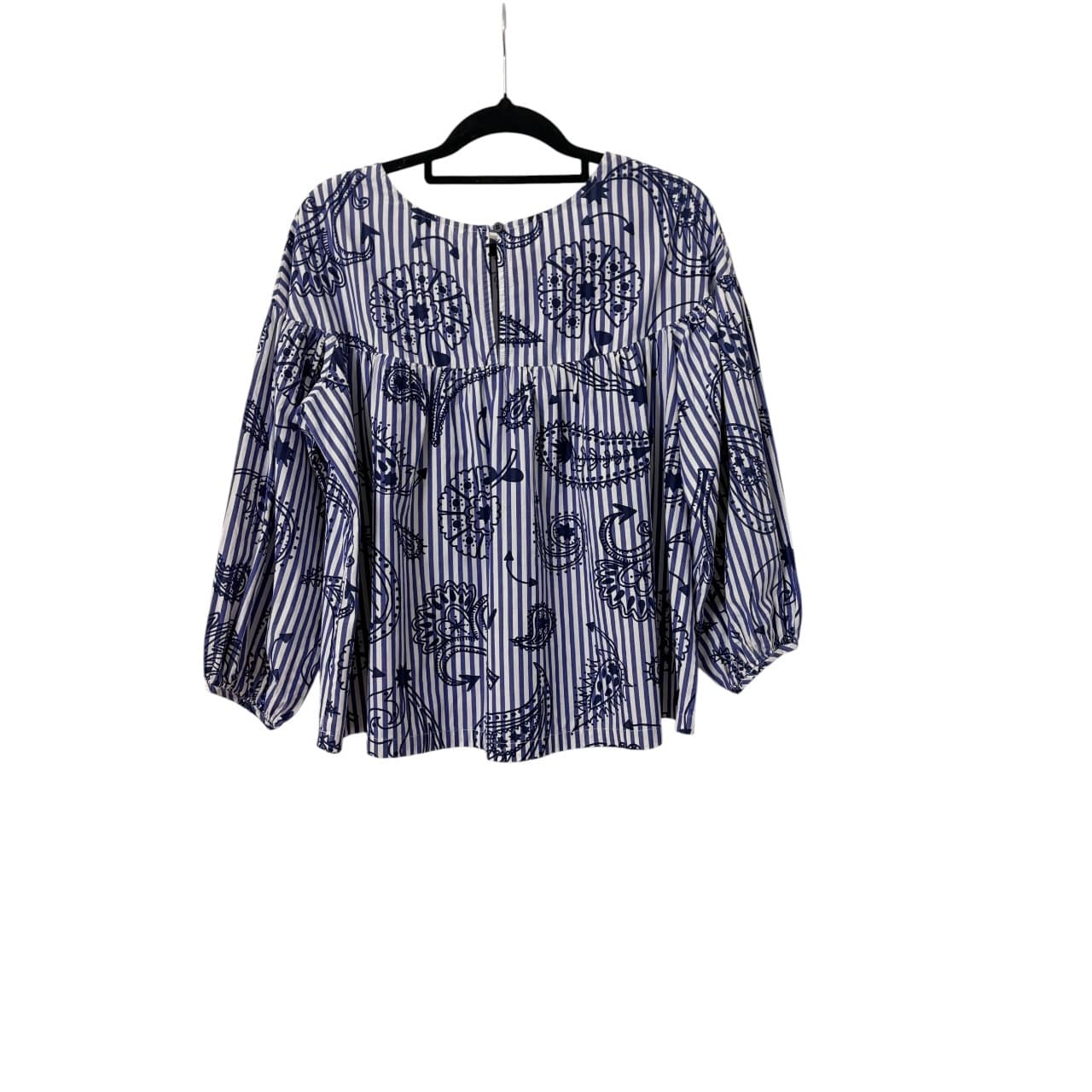 Gorman Blouse Blue and White Striped Paisley Print Women's Size 6 — photo 3 of 3