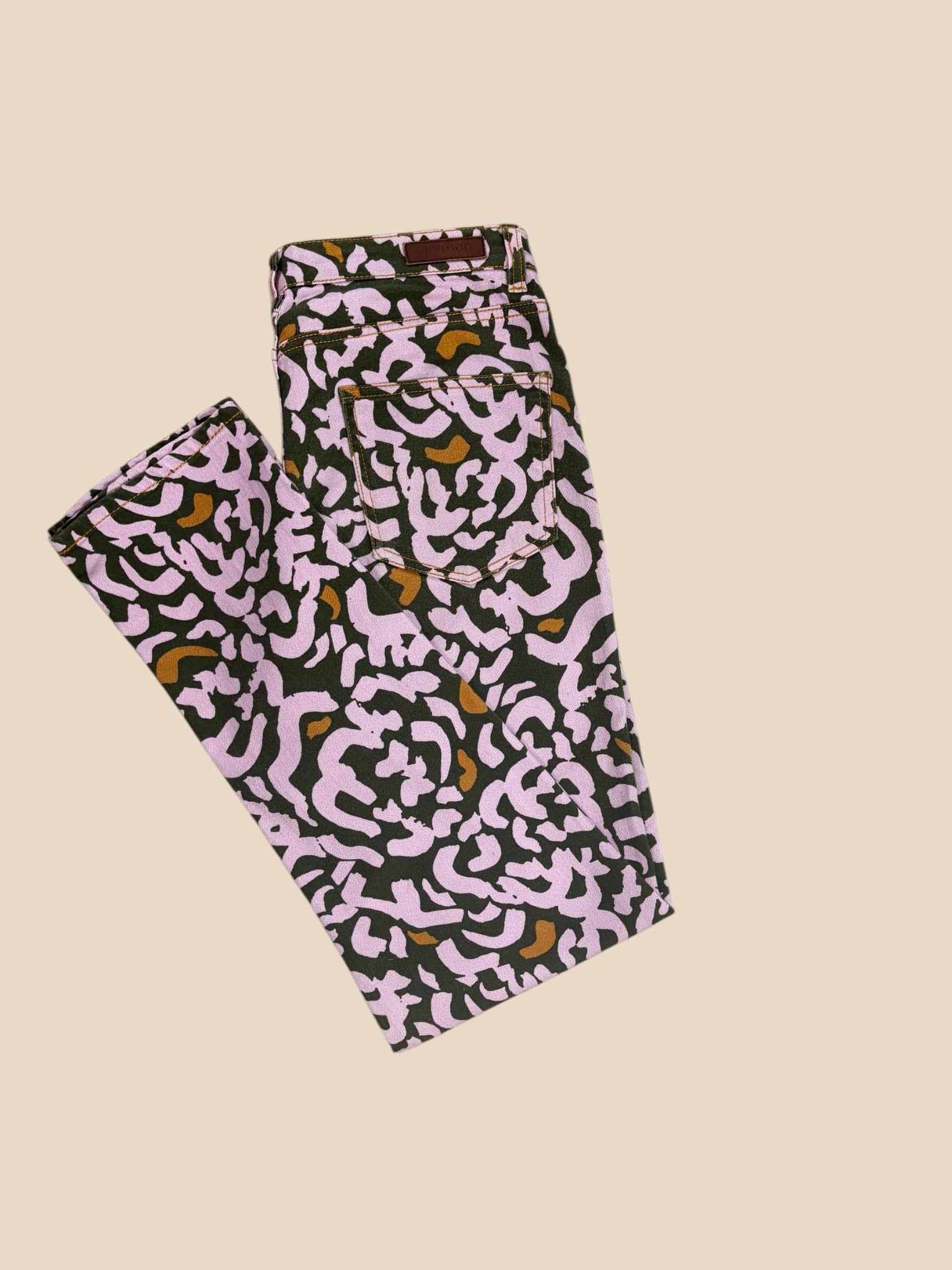 Gorman x Claire Johnson Jeans Abstract Print Pink Olive Mustard Women's 12 — photo 7 of 7