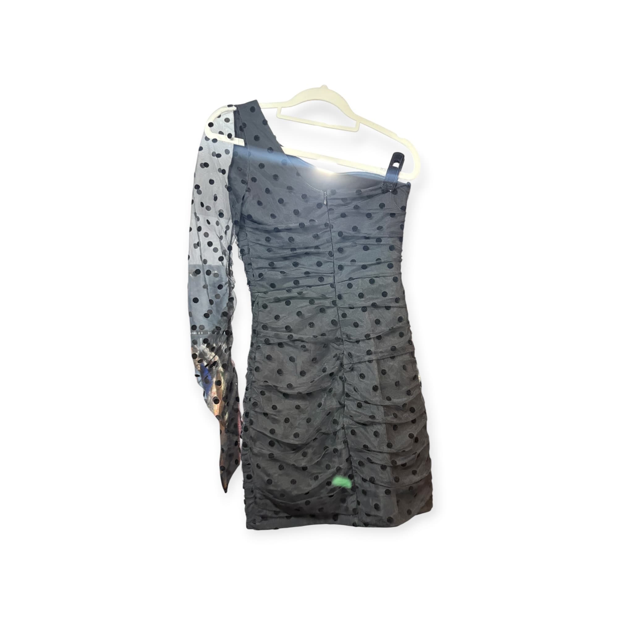 Hello Molly One-Shoulder Mini Dress Polka Dot Mesh Black Women's 6 — photo 6 of 6