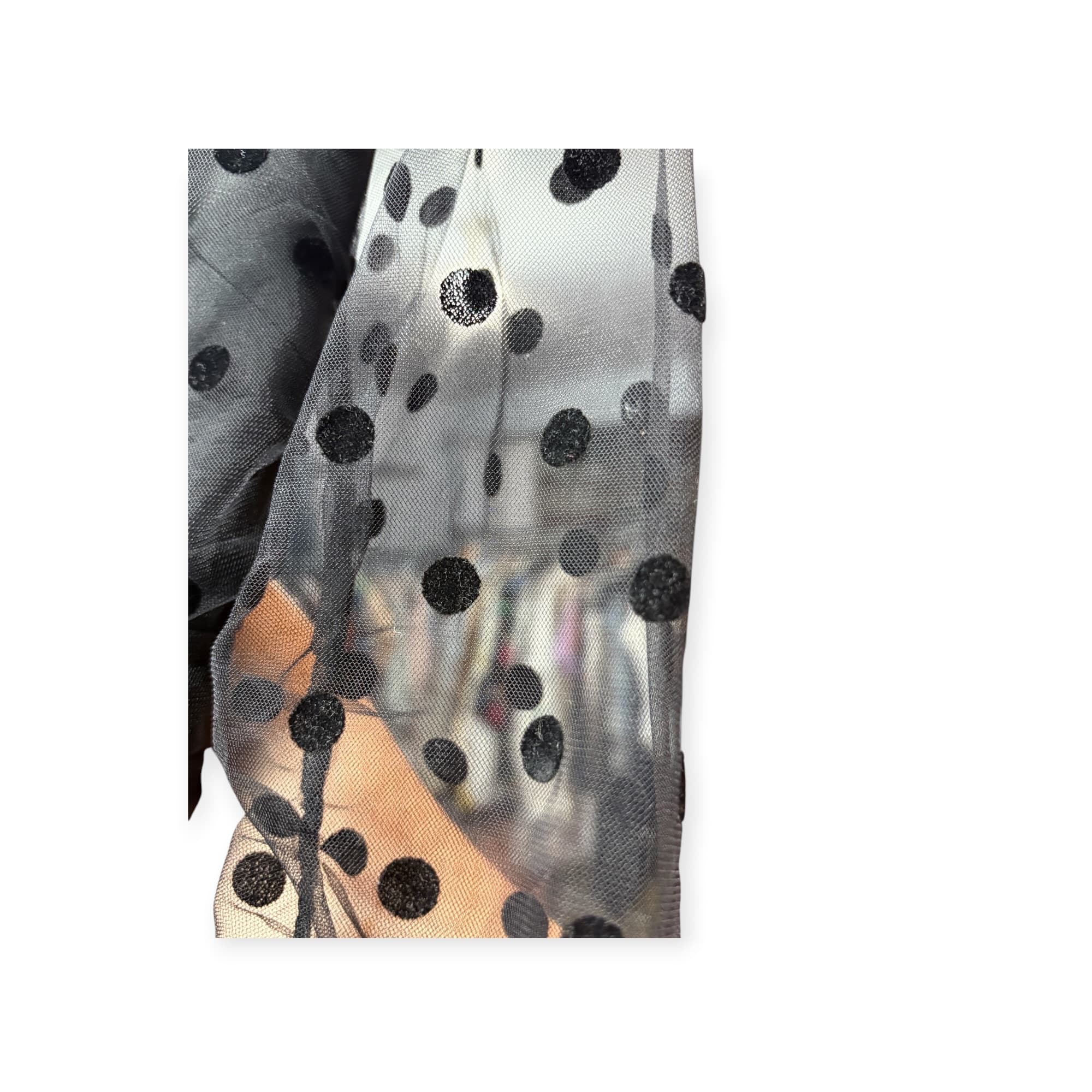 Hello Molly One-Shoulder Mini Dress Polka Dot Mesh Black Women's 6 — photo 2 of 6