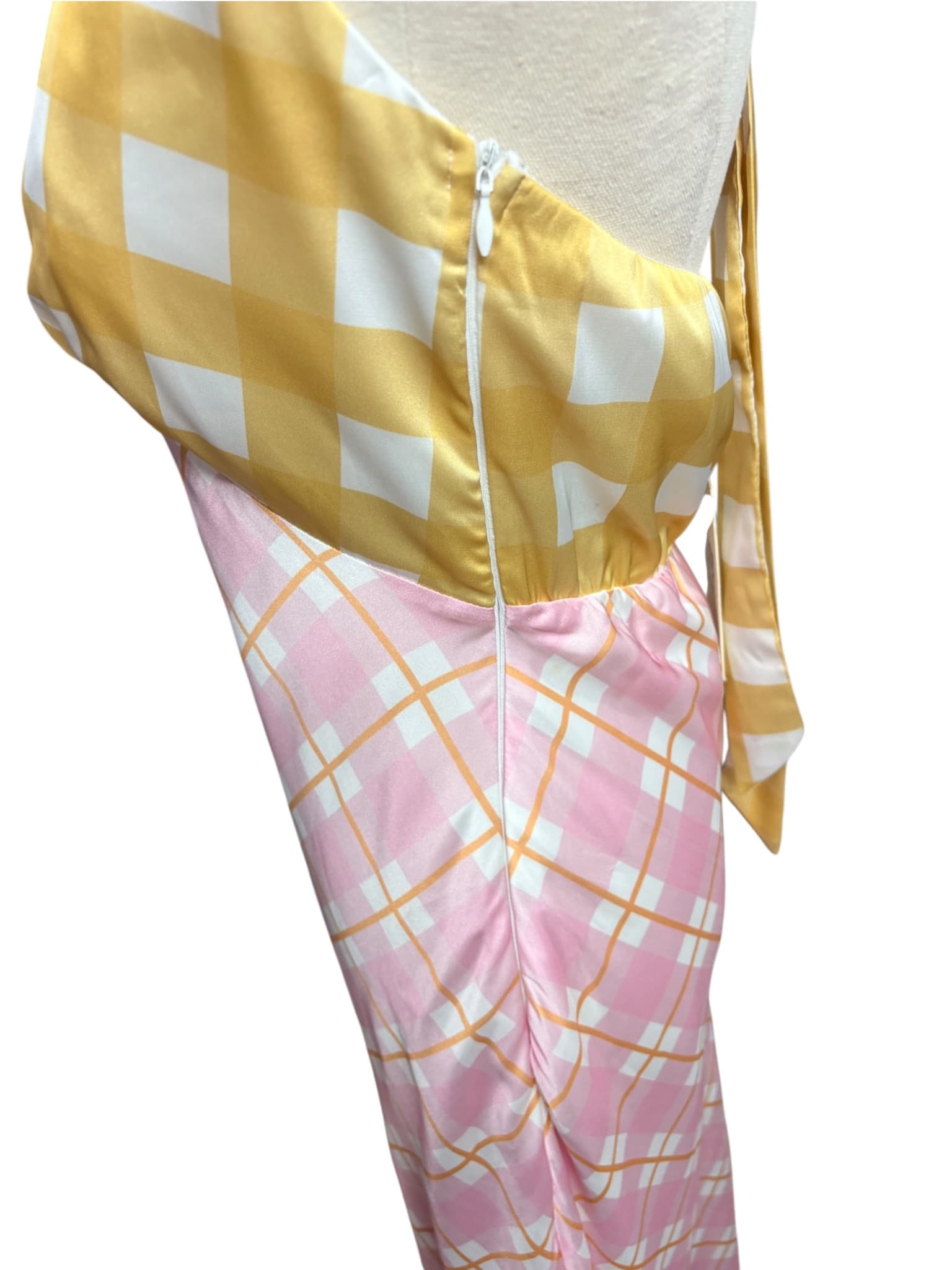 Indi Luxe Midi Dress Gingham Plaid Halter Yellow Women's 8 — photo 7 of 8