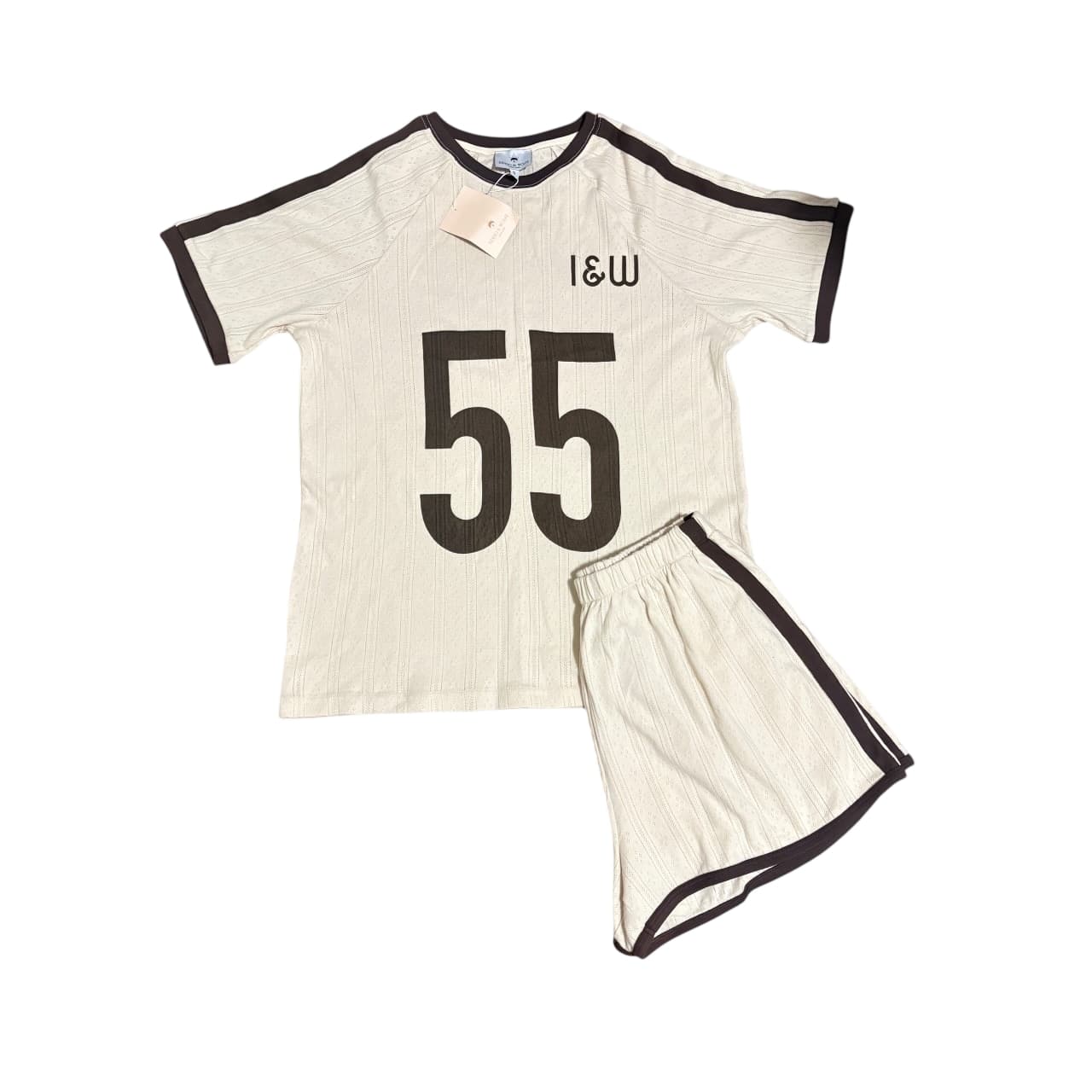 Indigo & Wolfe Lounge Set Cream & Brown '55' Print Size S — photo 1 of 4