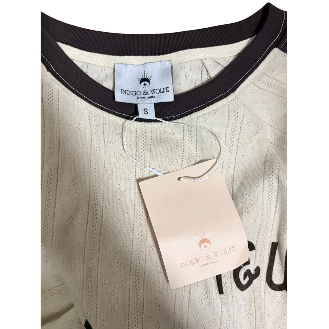 Indigo & Wolfe Lounge Set Cream & Brown '55' Print Size S — photo 4 of 4