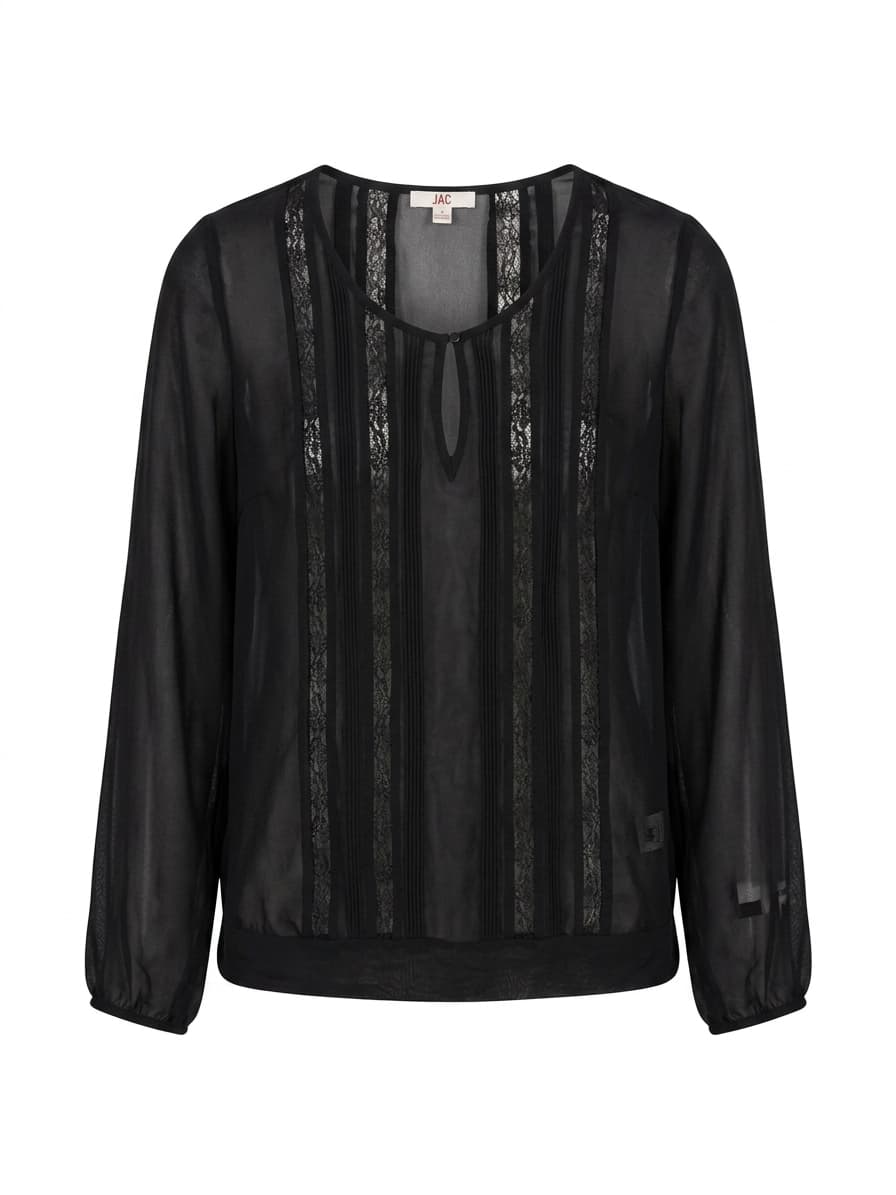 JAG Black Sheer Silk Long Sleeve Blouse — photo 1 of 9