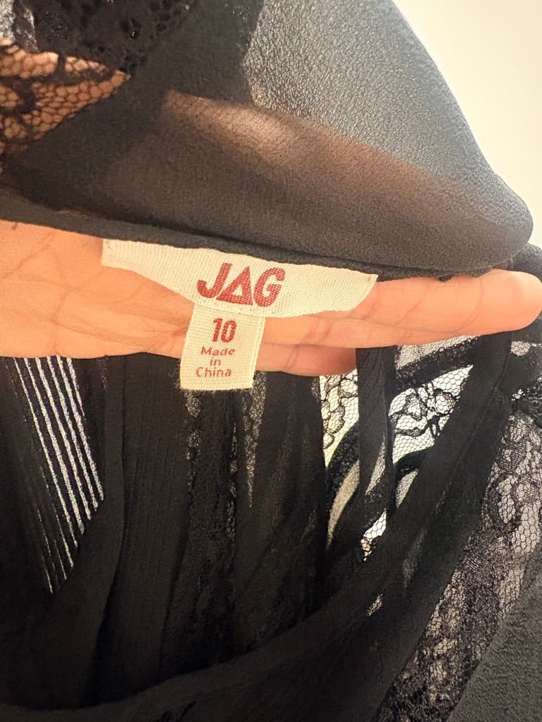 JAG Black Sheer Silk Long Sleeve Blouse — photo 4 of 9