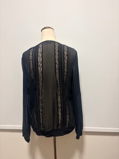 JAG Black Sheer Silk Long Sleeve Blouse — photo 9 of 9