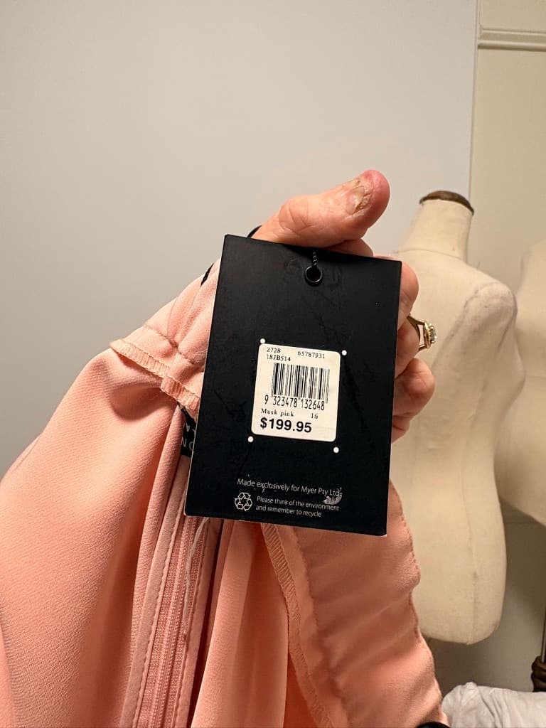 Jayson Brunsdon Black Label Musk Pink Asymmetric Flutter Sleeve Midi Dress 16 — photo 3 of 11