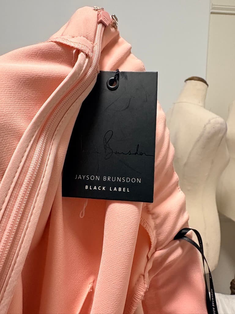 Jayson Brunsdon Black Label Musk Pink Asymmetric Flutter Sleeve Midi Dress 16 — photo 5 of 11