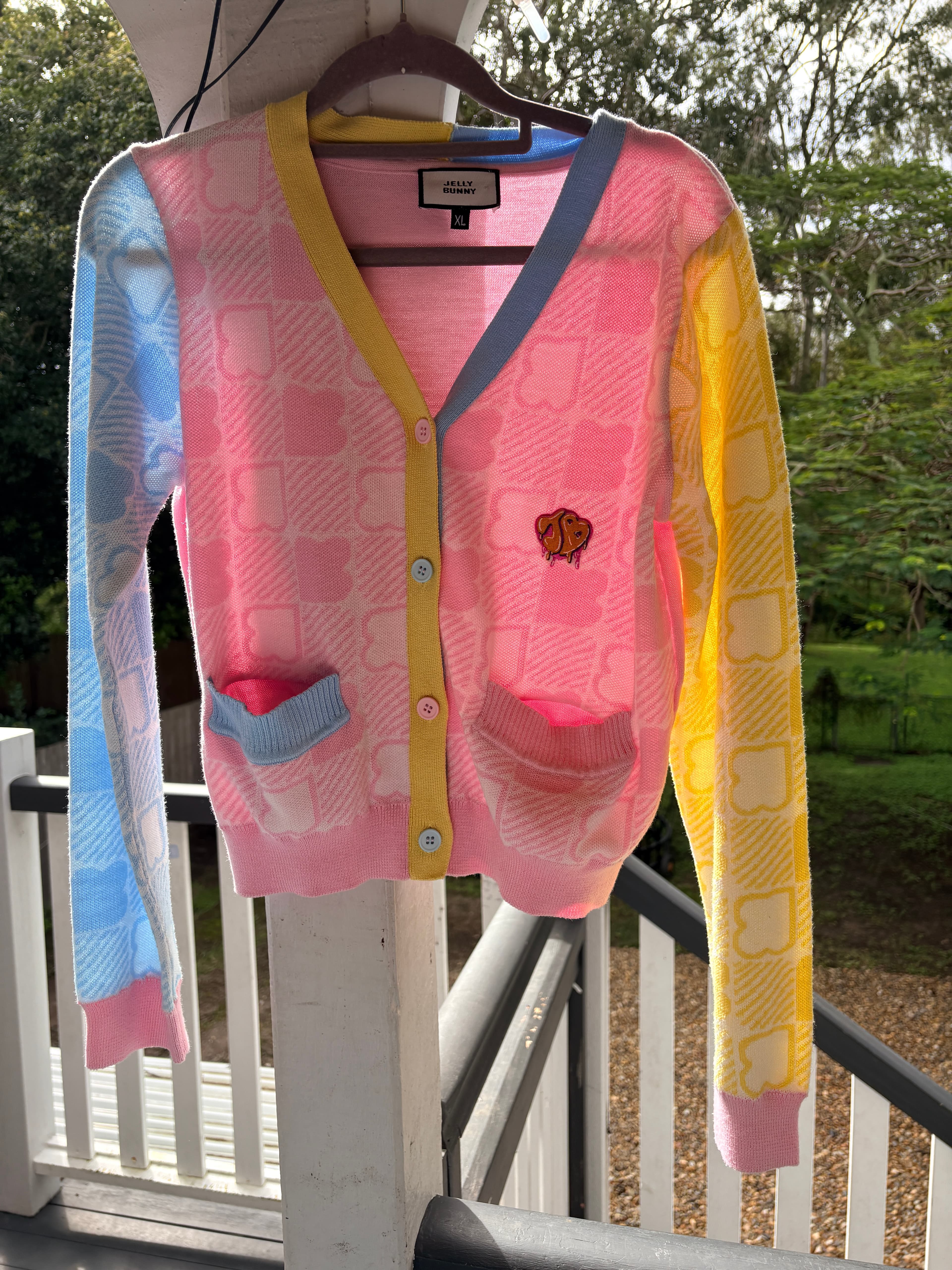 Jelly Bunny Knit Cardigan Pastel Checkered XL — photo 3 of 6