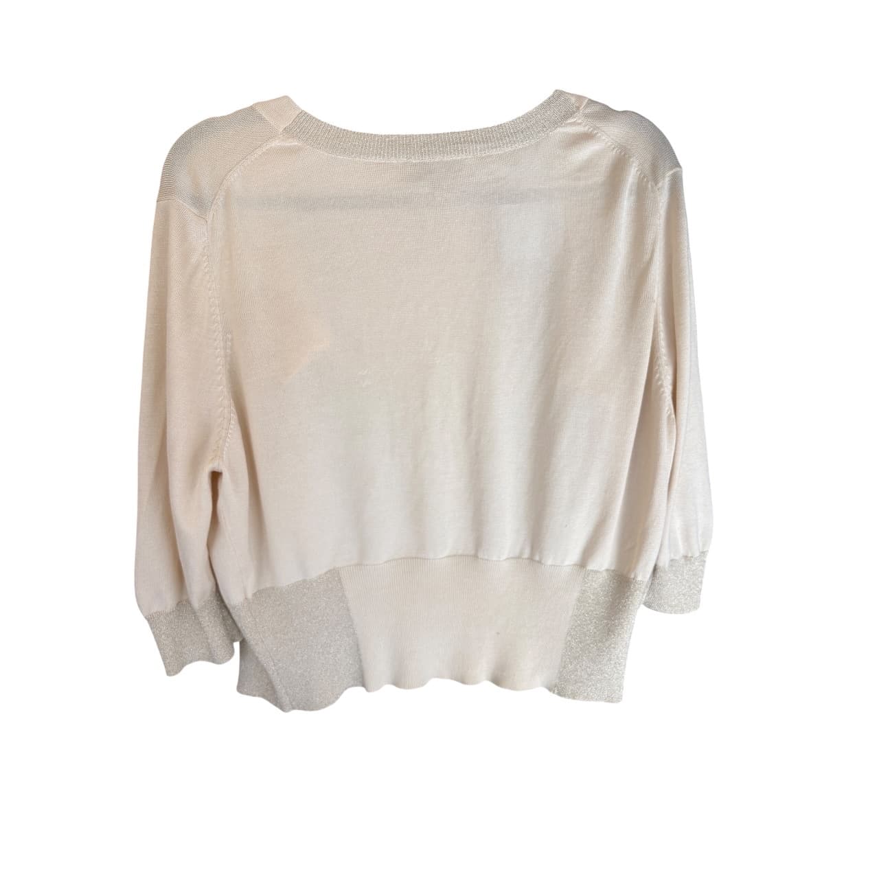 Kachel Cream Shimmer Cardigan Decorative Button Women's Size S — photo 6 of 8