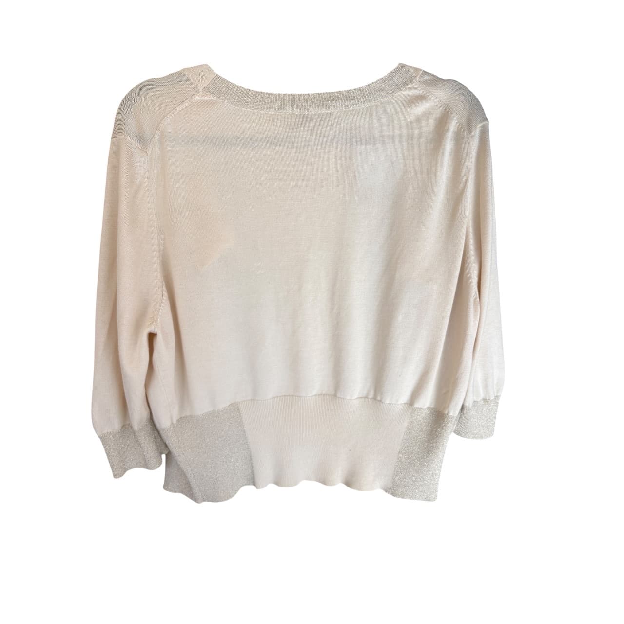 Kachel Cream Shimmer Cardigan Decorative Button Women's Size S — photo 7 of 8