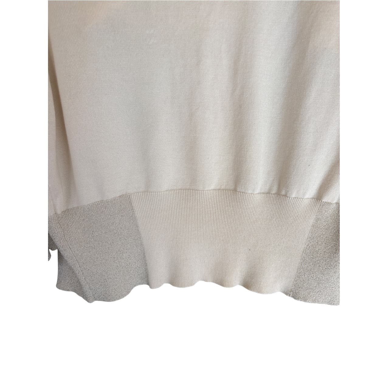 Kachel Cream Shimmer Cardigan Decorative Button Women's Size S — photo 8 of 8