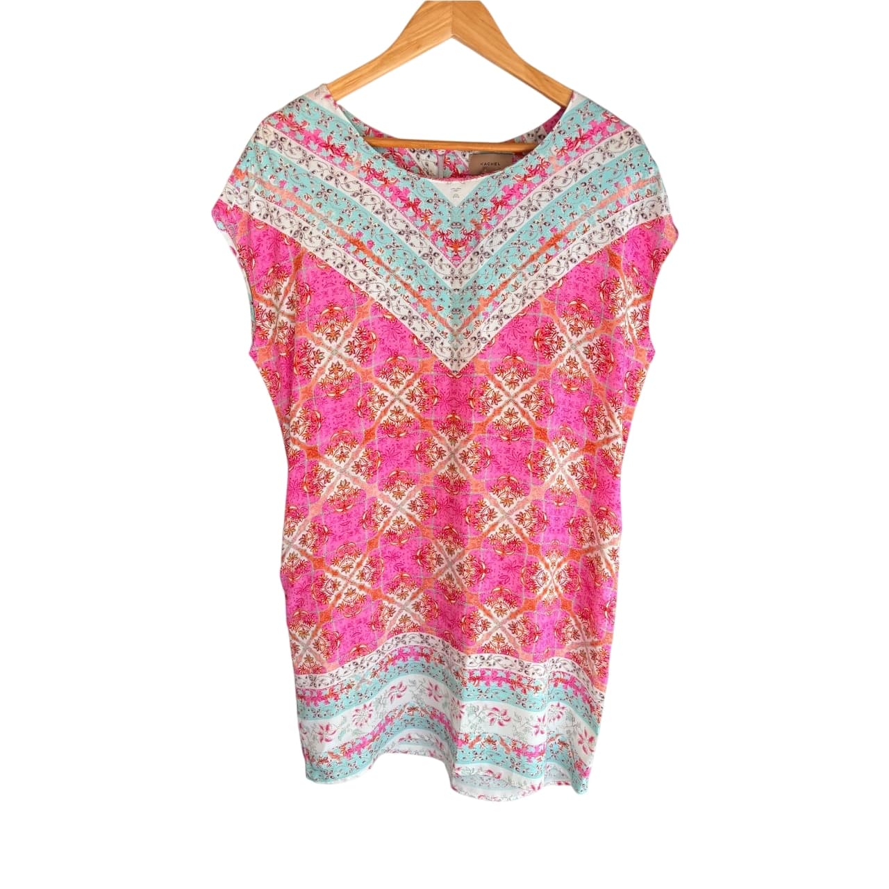 Kachel Silk Printed Tunic Dress Pink Multi Size 12 — photo 1 of 5