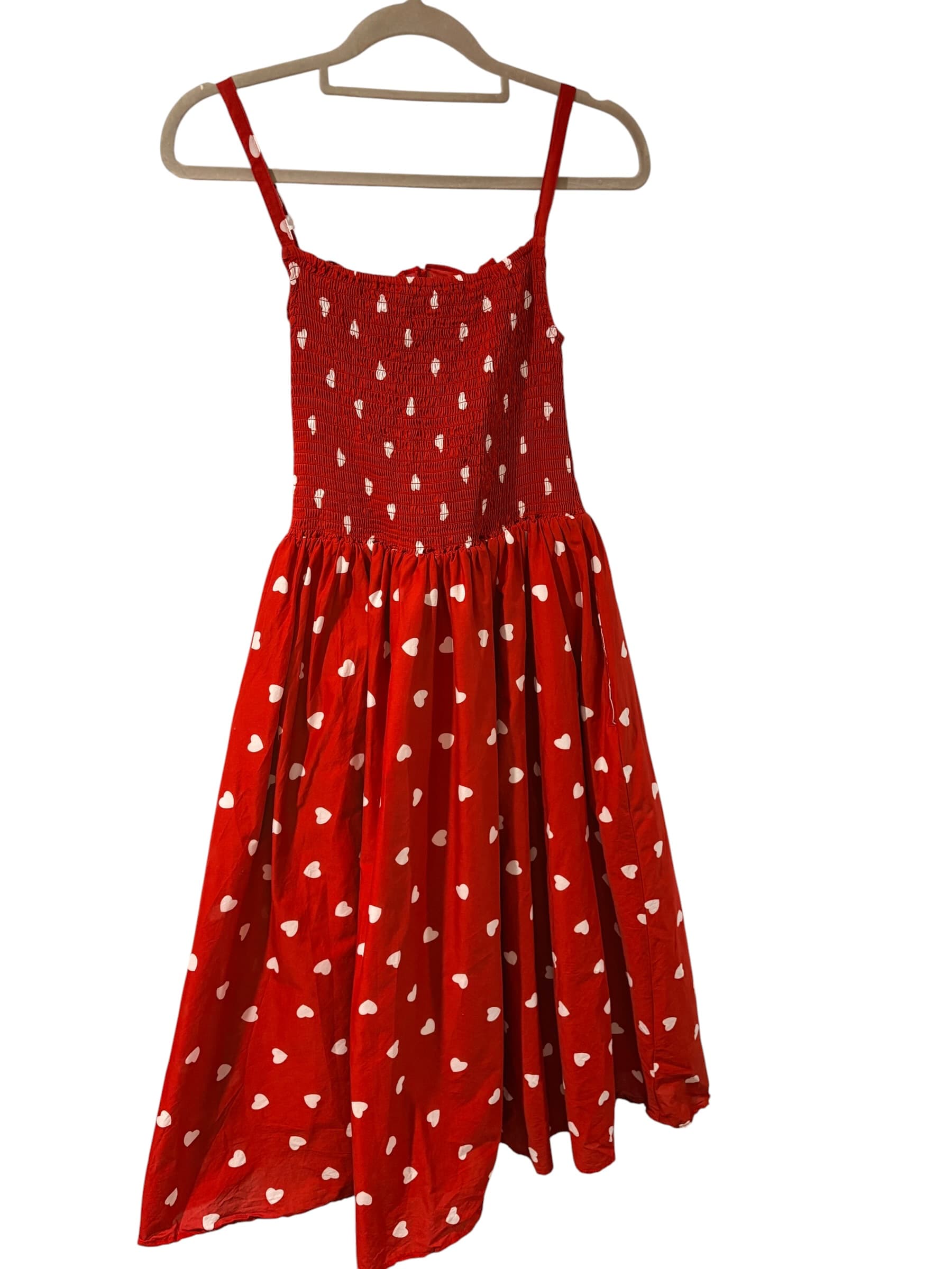 KashKiya Heart Print Smocked Midi Dress Red Size 6 — photo 2 of 4