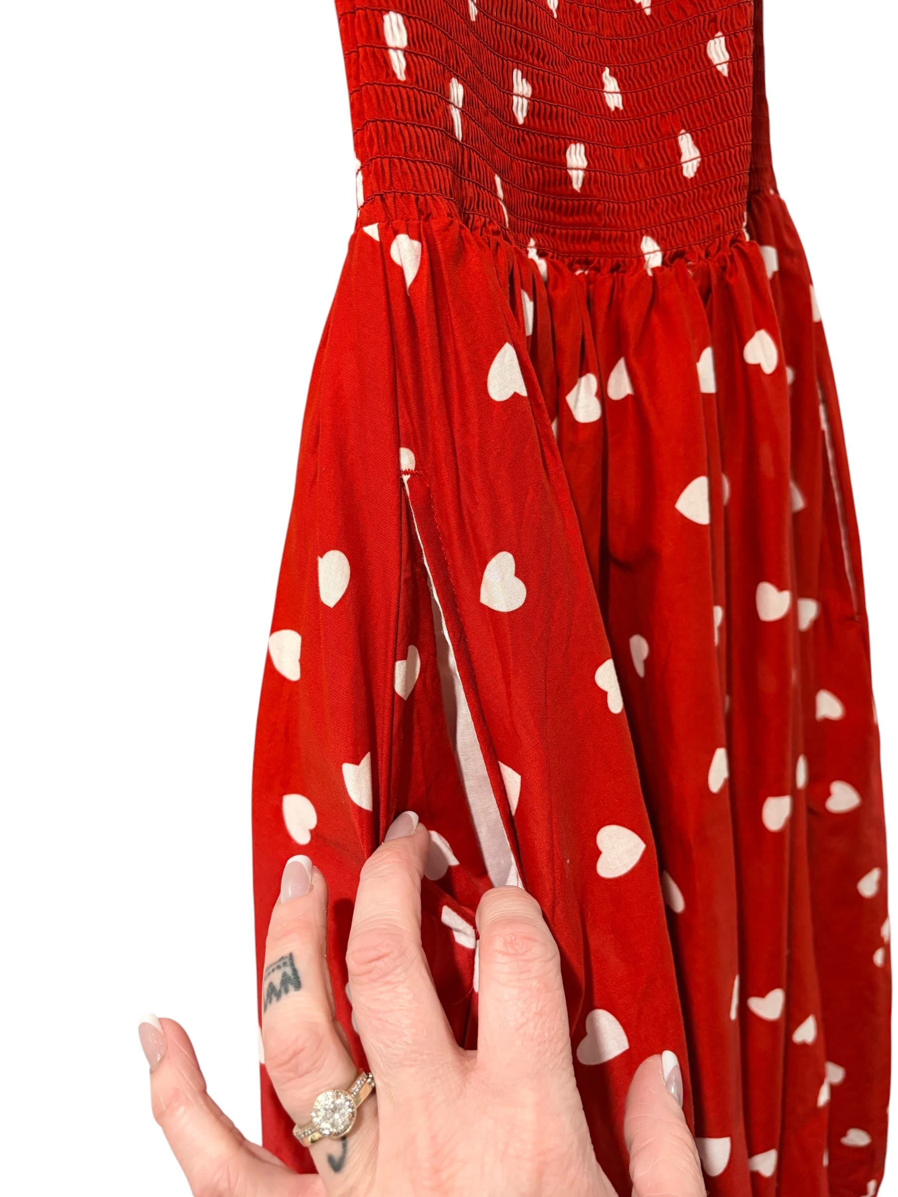 KashKiya Heart Print Smocked Midi Dress Red Size 6 — photo 4 of 4