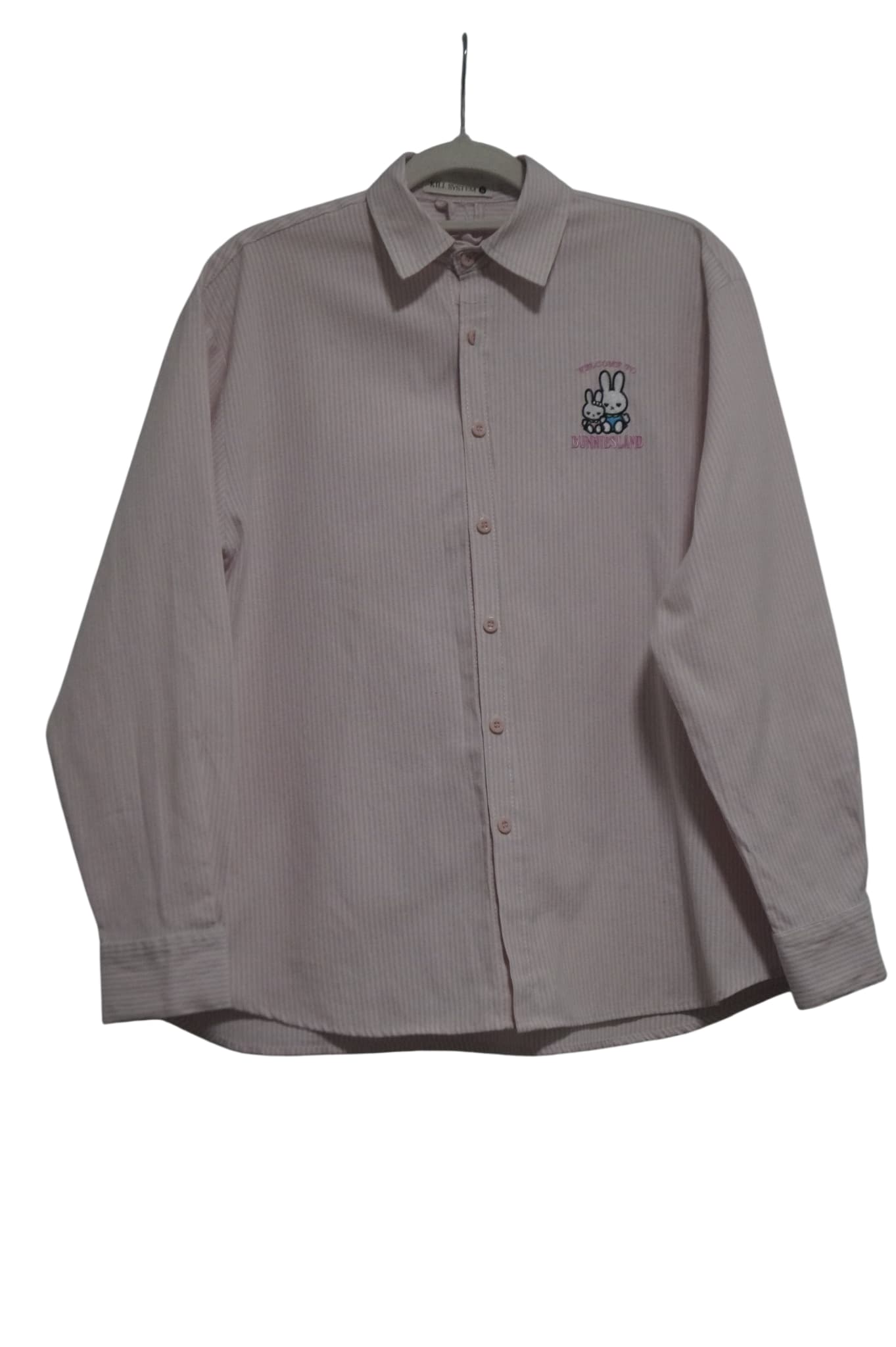 Kill System Bunniesland Embroidered Striped Button-Down Shirt - Pink — photo 1 of 7