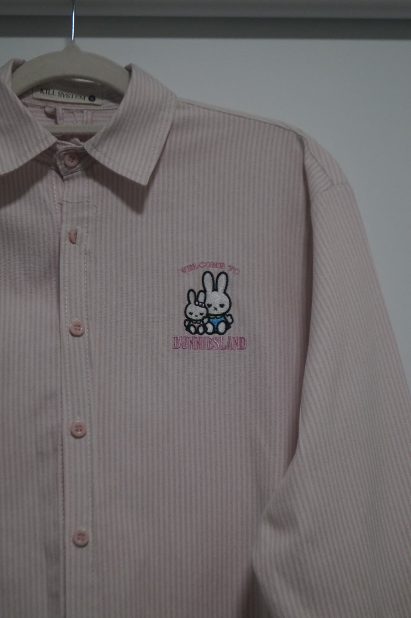 Kill System Bunniesland Embroidered Striped Button-Down Shirt - Pink — photo 2 of 7