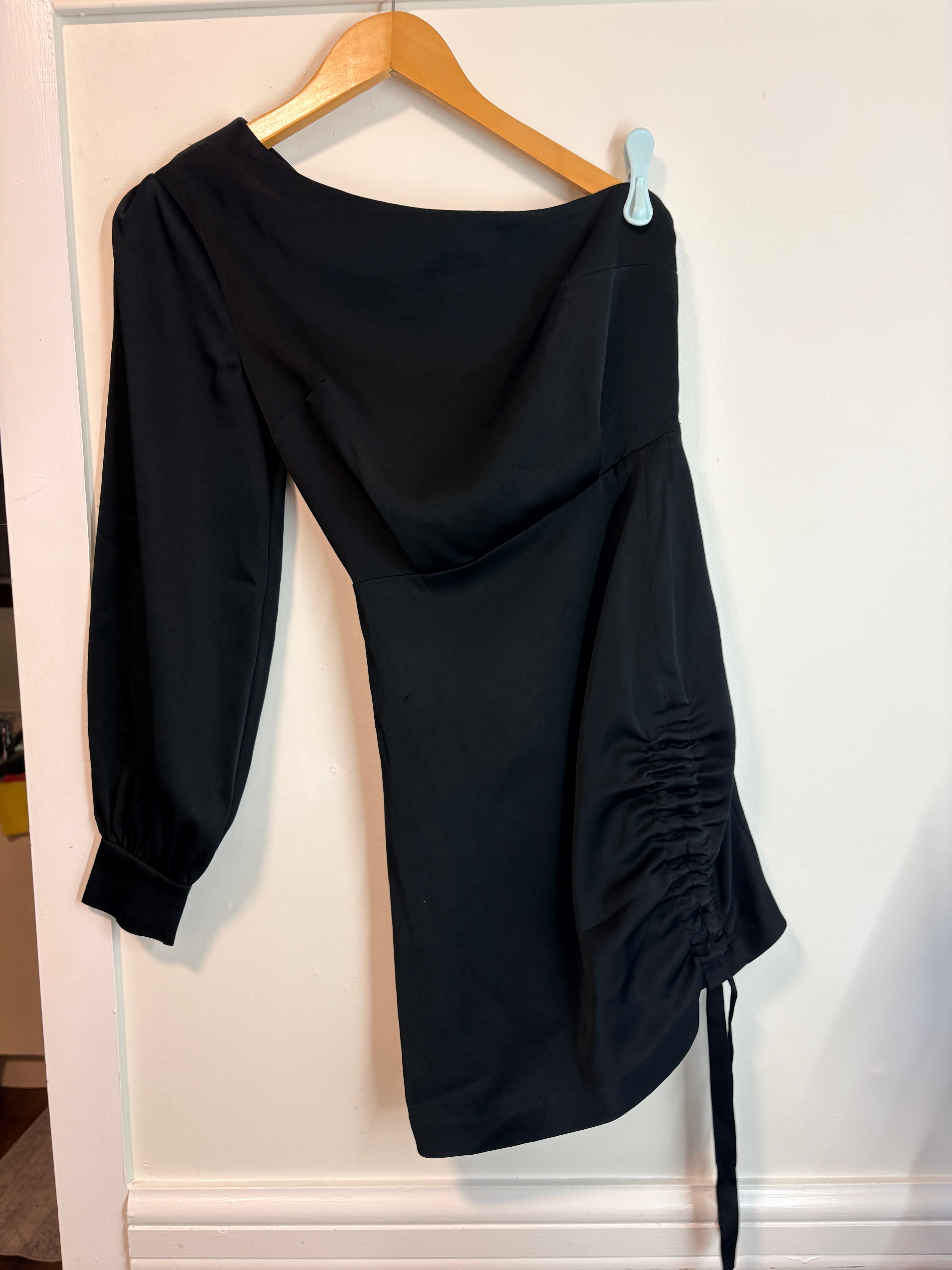 Kookai One-Shoulder Long Sleeve Mini Dress Black Size 36 — photo 8 of 9