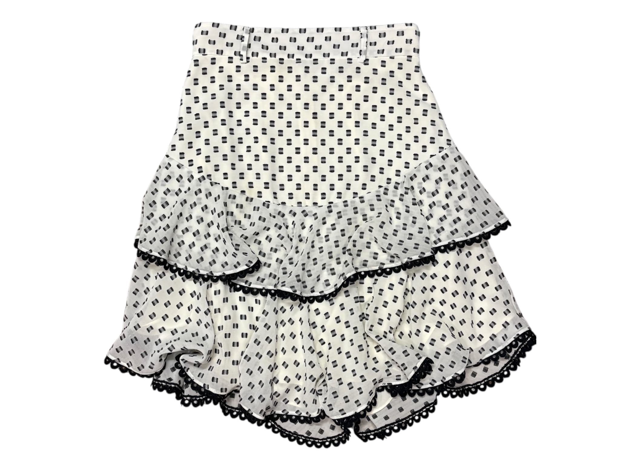 Lover Tiered Ruffle Skirt Polka Dot White Black Women's 8 — photo 7 of 7