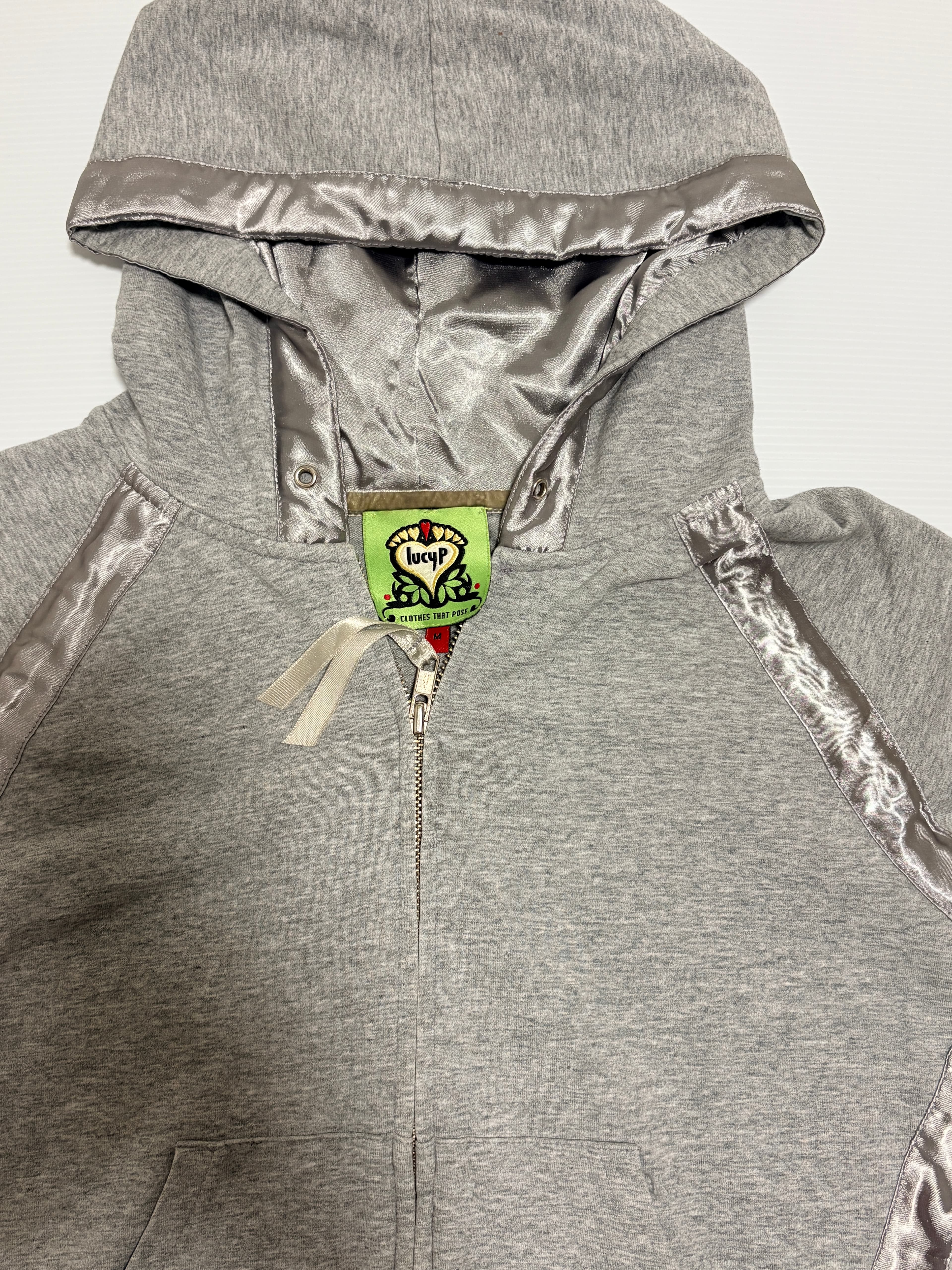LucyP Zip-Up Hoodie Grey With Satin Trim Size M — photo 1 of 8