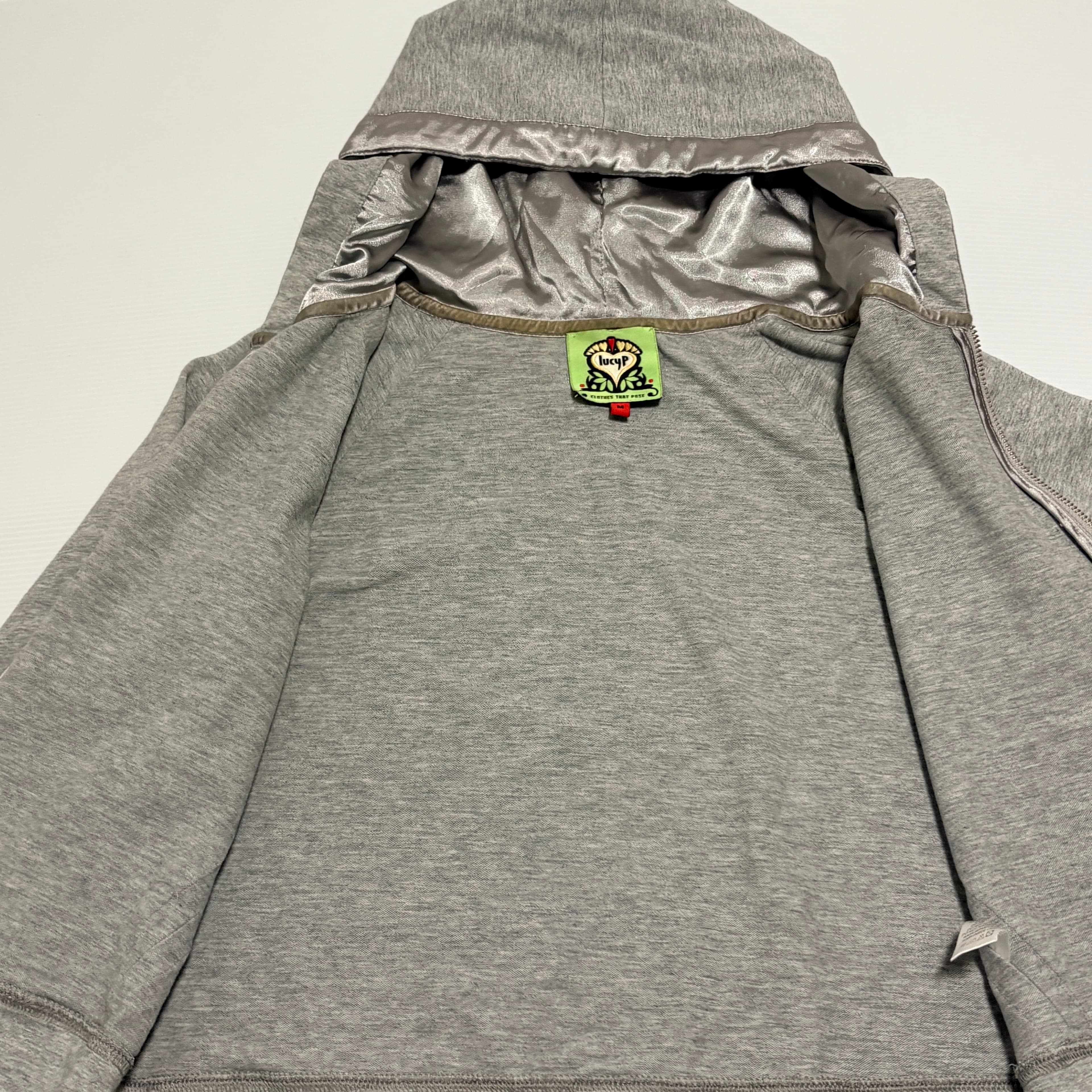 LucyP Zip-Up Hoodie Grey With Satin Trim Size M — photo 3 of 8