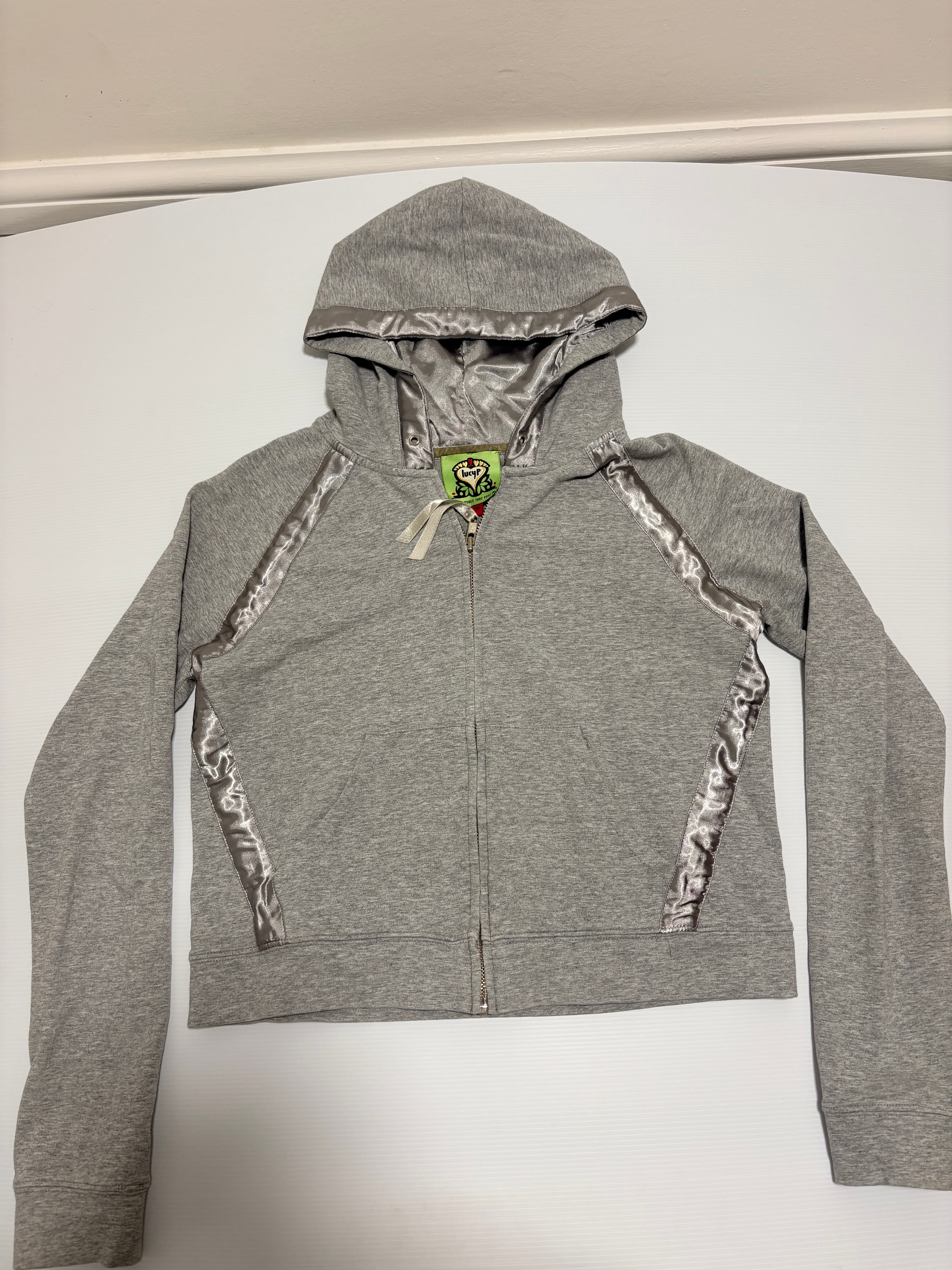 LucyP Zip-Up Hoodie Grey With Satin Trim Size M — photo 4 of 8