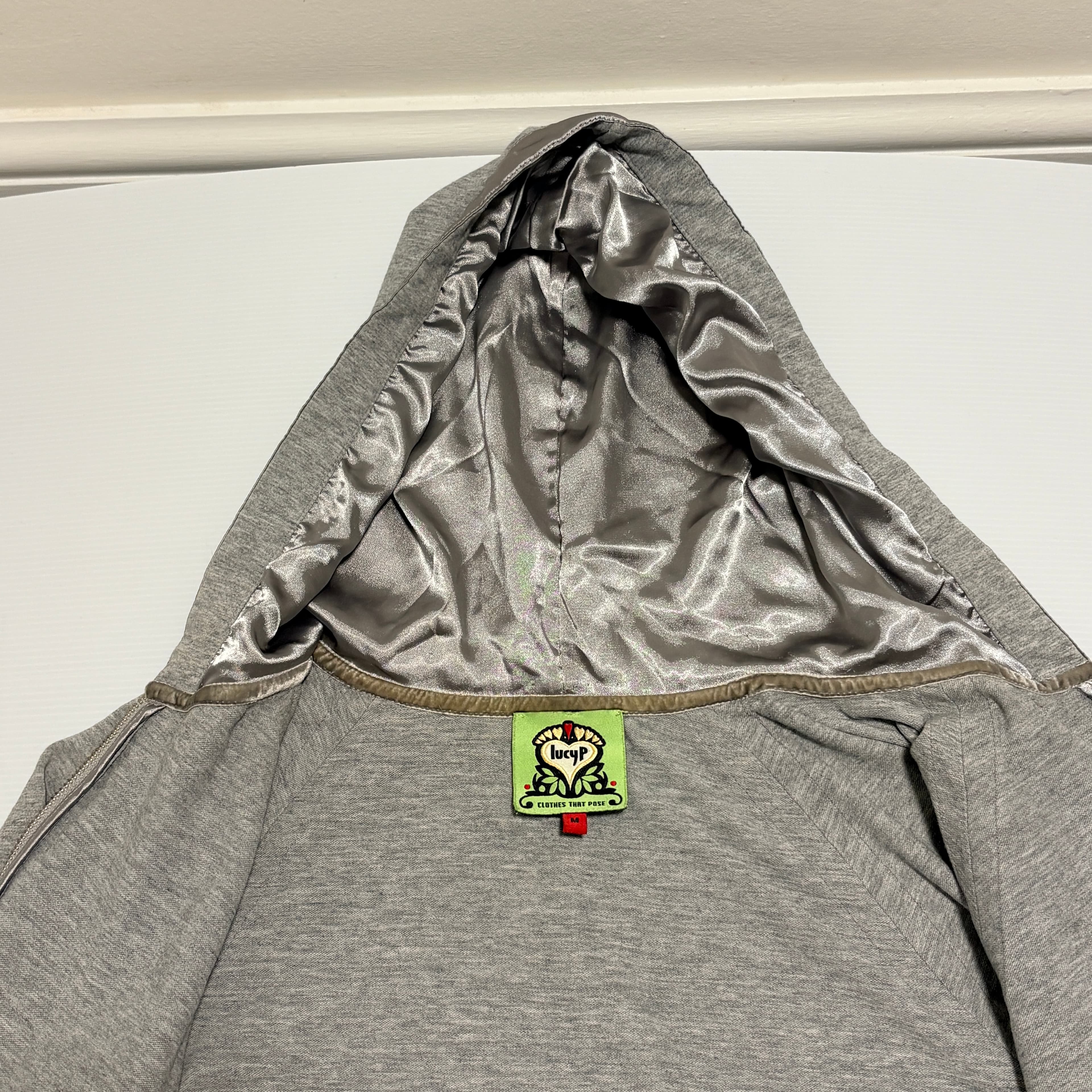 LucyP Zip-Up Hoodie Grey With Satin Trim Size M — photo 7 of 8