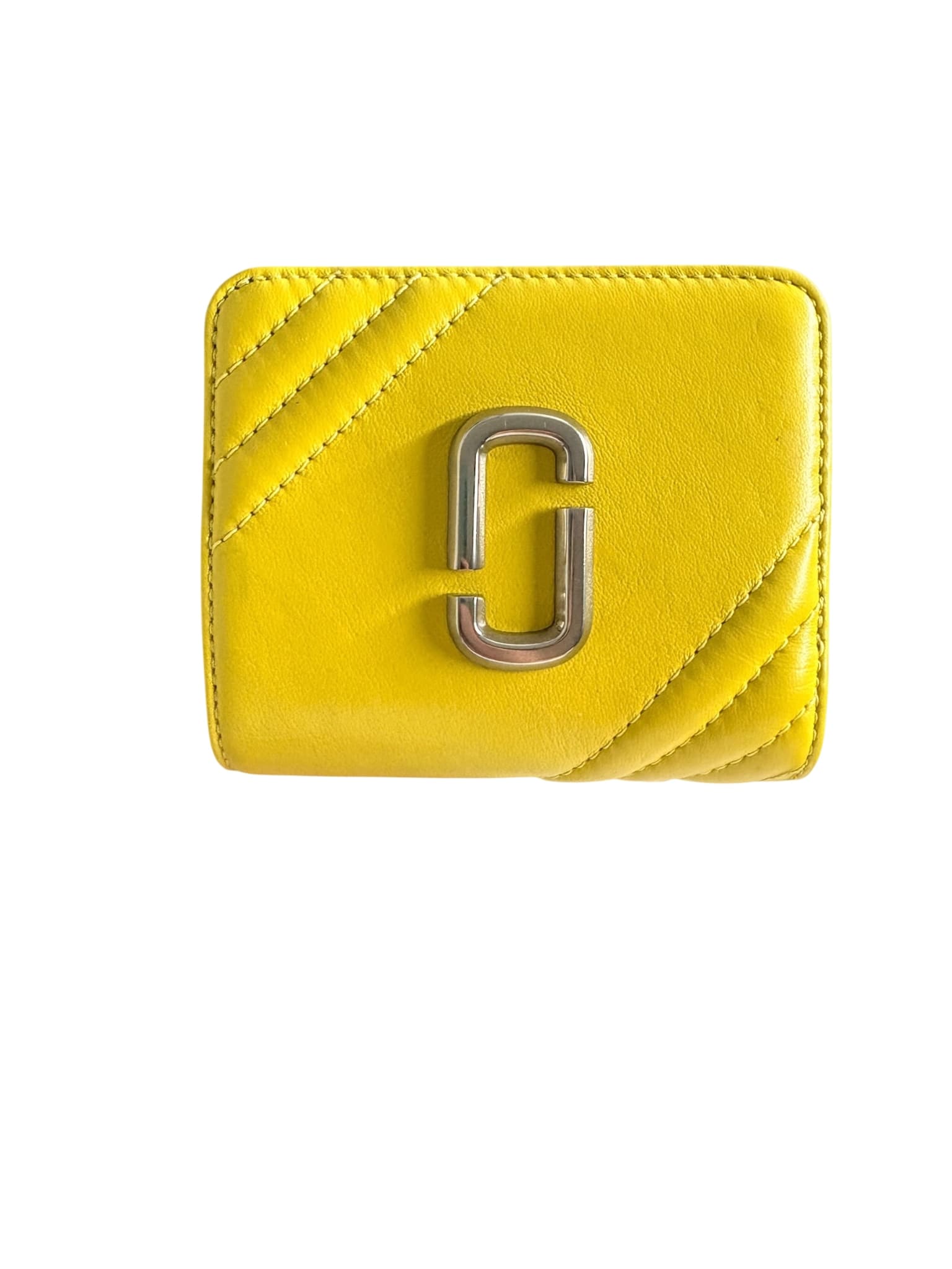 Marc Jacobs The Glam Shot Mini Compact Wallet Yellow Quilted Leather — photo 1 of 6