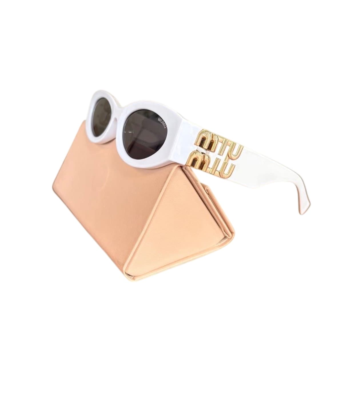 MIUMIU MU 04YS Sunglasses White with Gold Logo