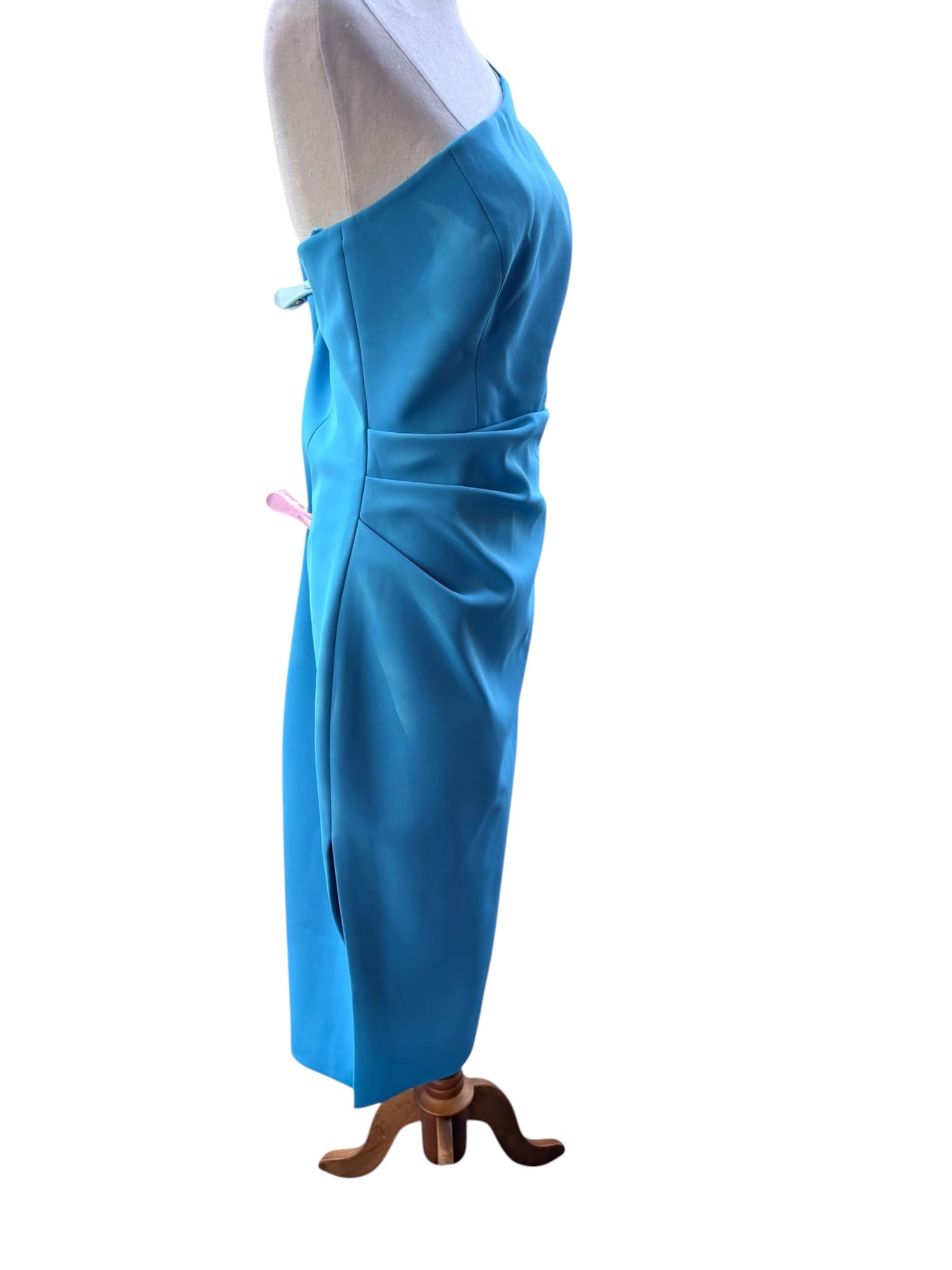 Mossman One-Shoulder Ruched Midi Dress Bright Blue Size 10 — photo 2 of 5