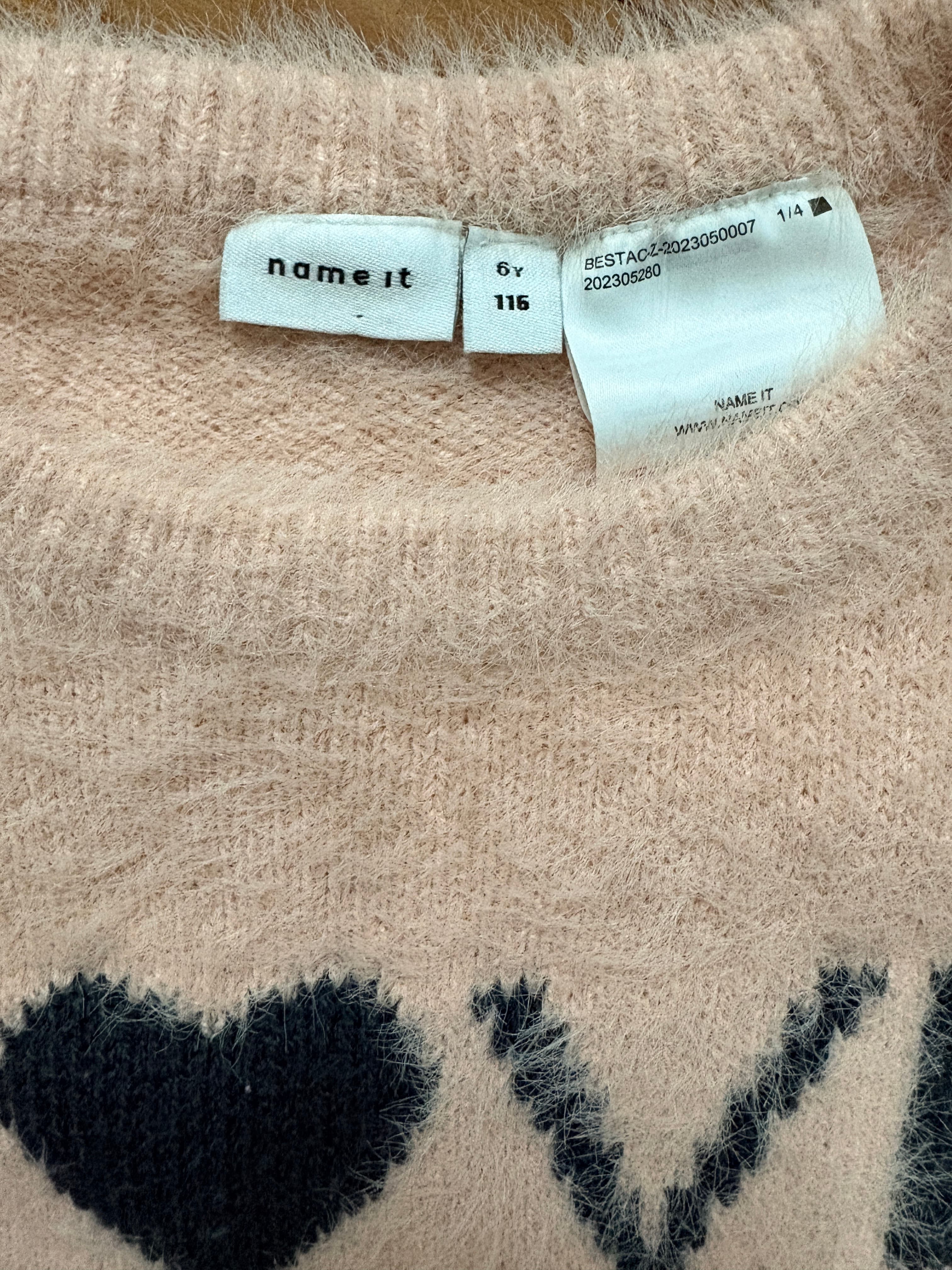 Name It Girls Fuzzy Knit Love Sweater Pink Size 6y — photo 3 of 4