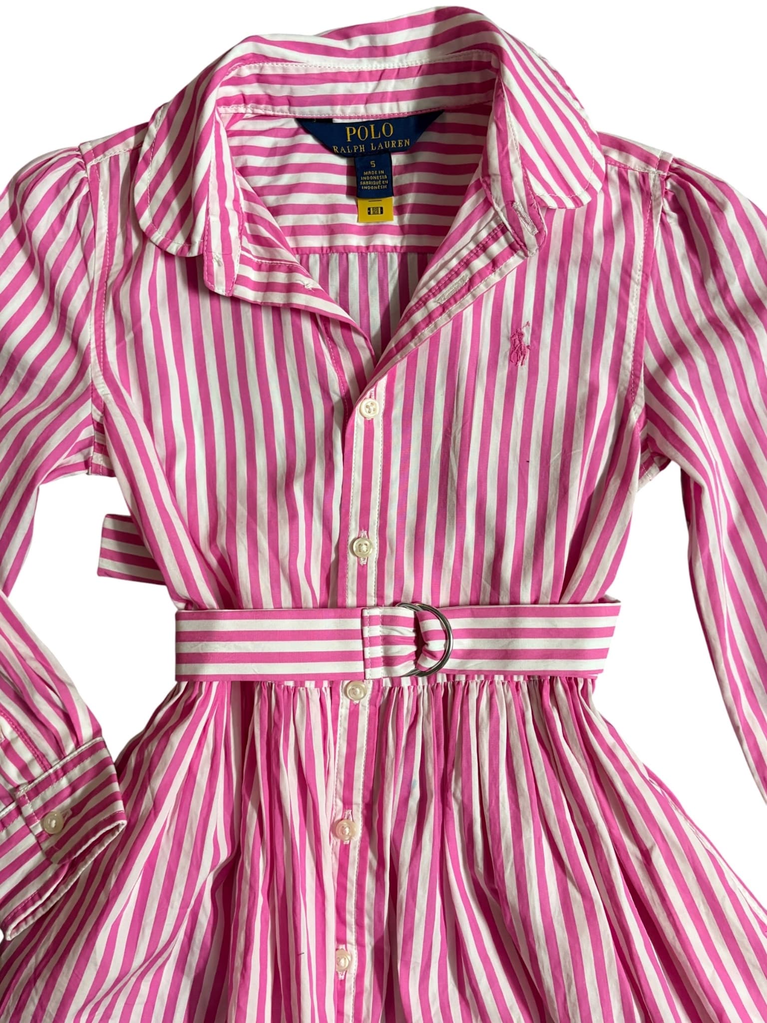 Polo Ralph Lauren Shirt Dress Striped Belted Pink and White Girls 5 — photo 3 of 9