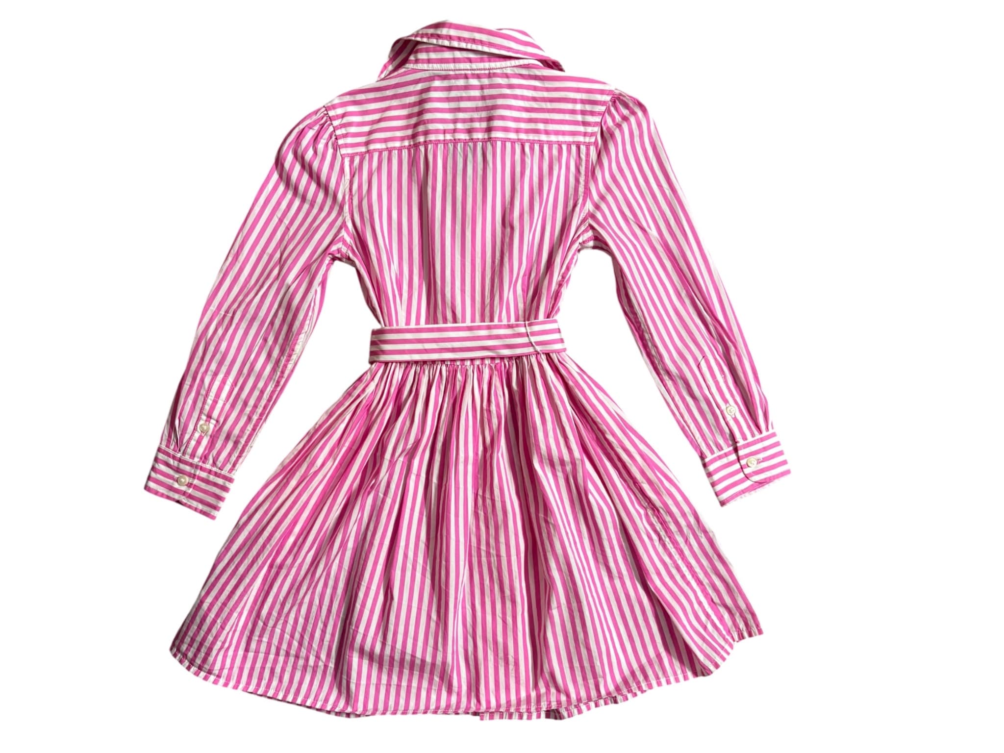 Polo Ralph Lauren Shirt Dress Striped Belted Pink and White Girls 5 — photo 9 of 9