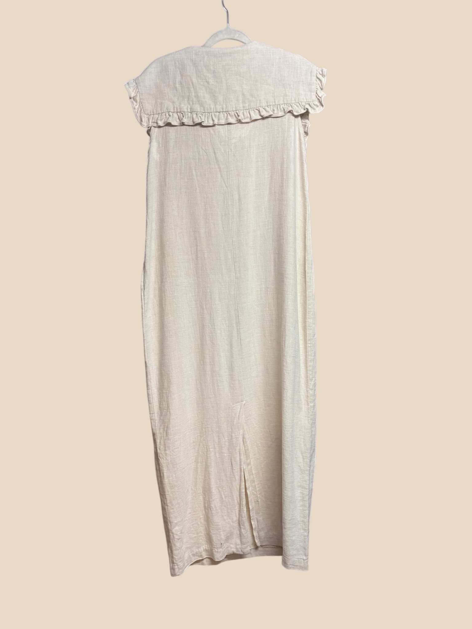 PROST J Linen Midi Dress Ruffle Collar Beige Women's F — photo 5 of 5